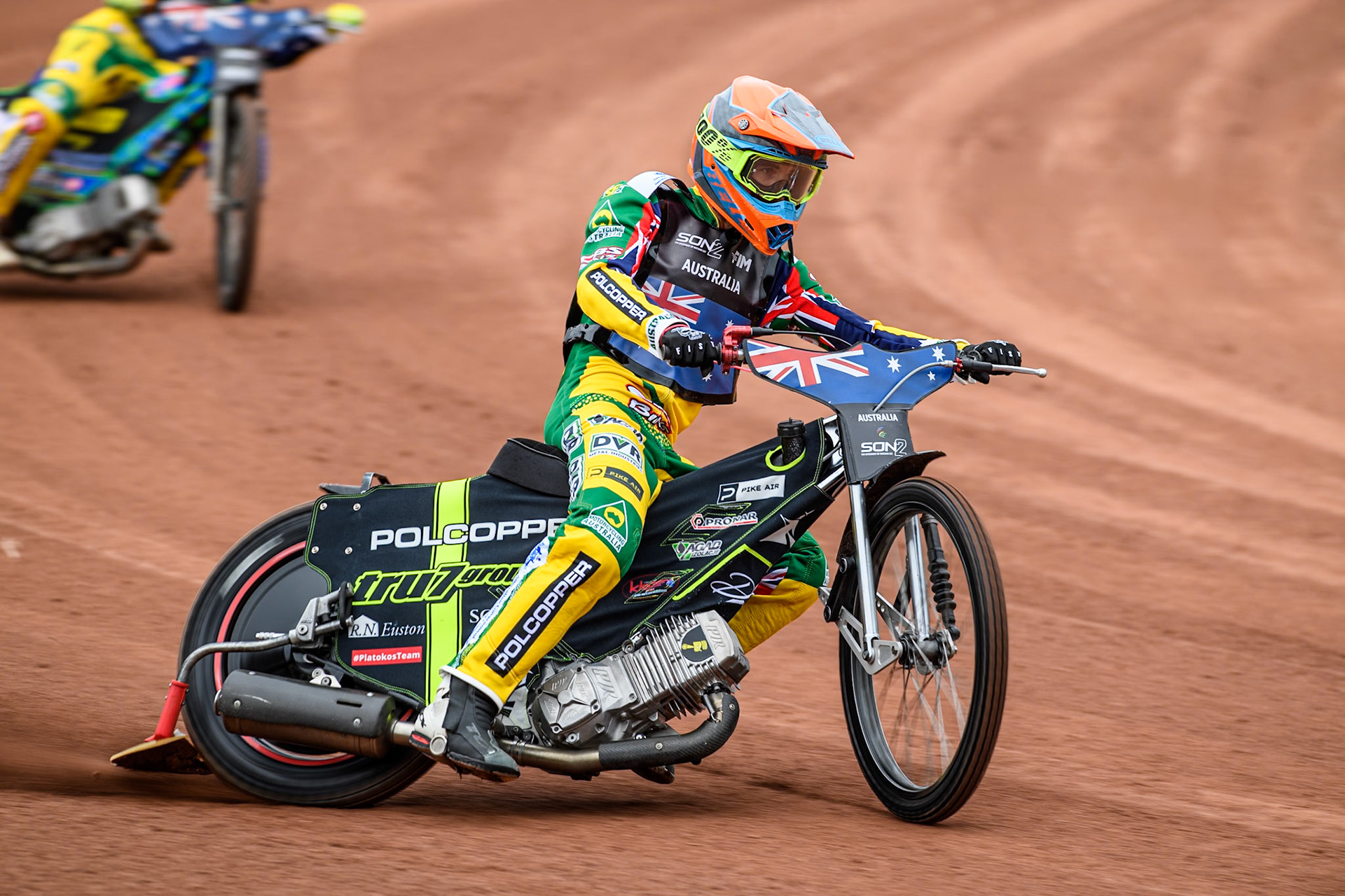 Keynan Rew of Australia practices during the Monster Energy FIM Speedway of Nations 2 (Under 21) Final at the National Speedway Stadium, Manchester on Friday 12th July 2024. (Photo: Ian Charles | MI News)