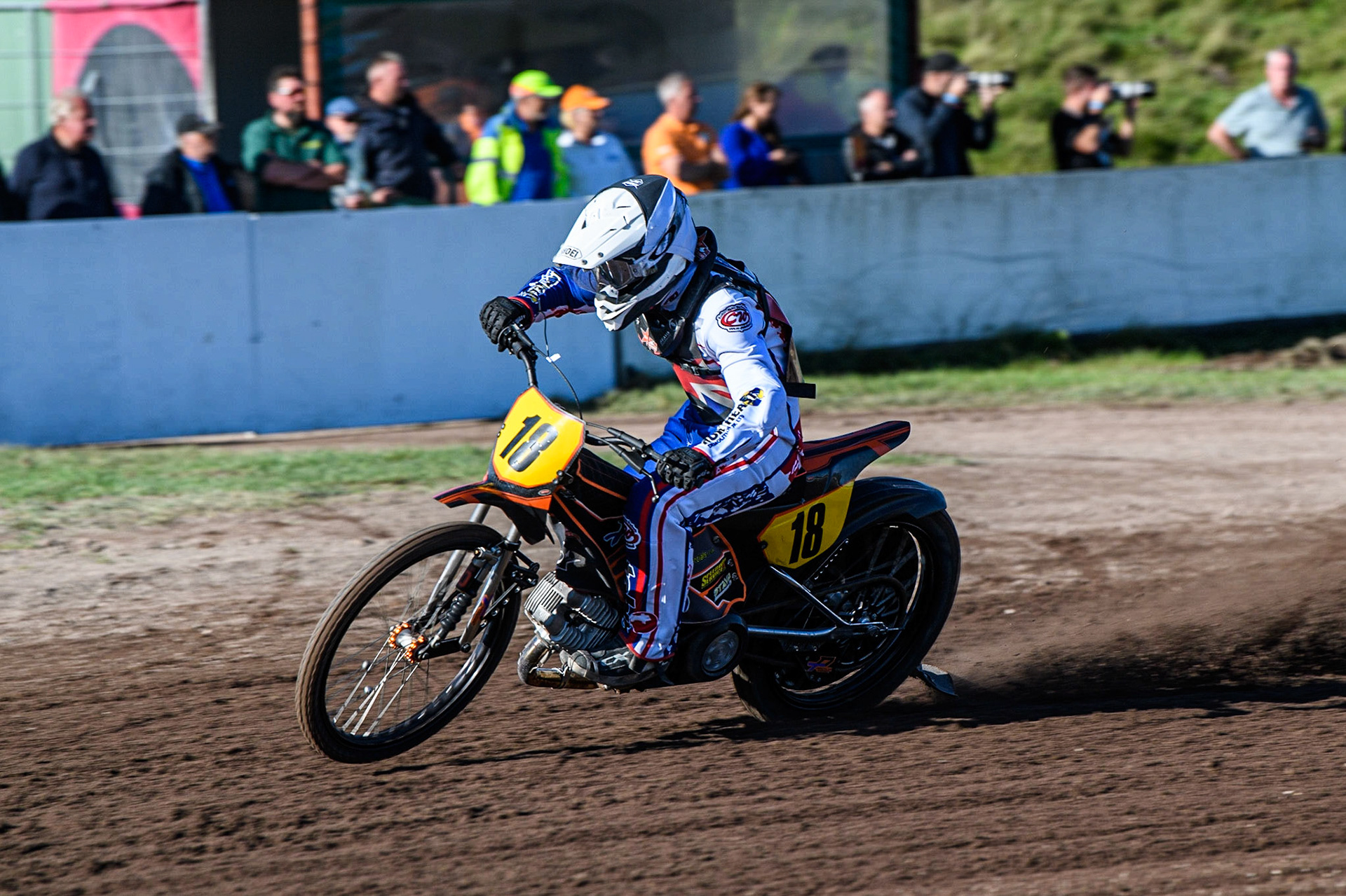 Zach Wajtknecht in action for Great Britain during the FIM Long Track Of Nations event at the Speed Centre Roden on Sunday 24th September 2023. (Photo: Ian Charles | MI News)