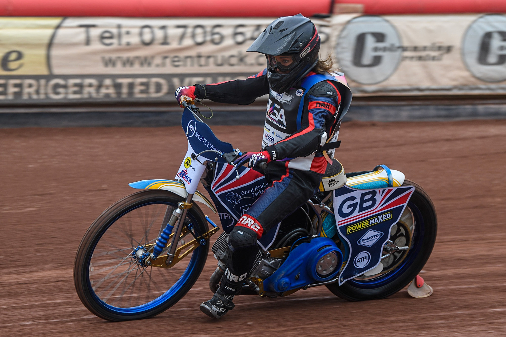 Julie Harding from Motocross/Endurance on track during the FIM Women's  Speedway Academy at the National Speedway Stadium, Manchester on Friday 4th August 2023. (Photo: Ian Charles | MI News)