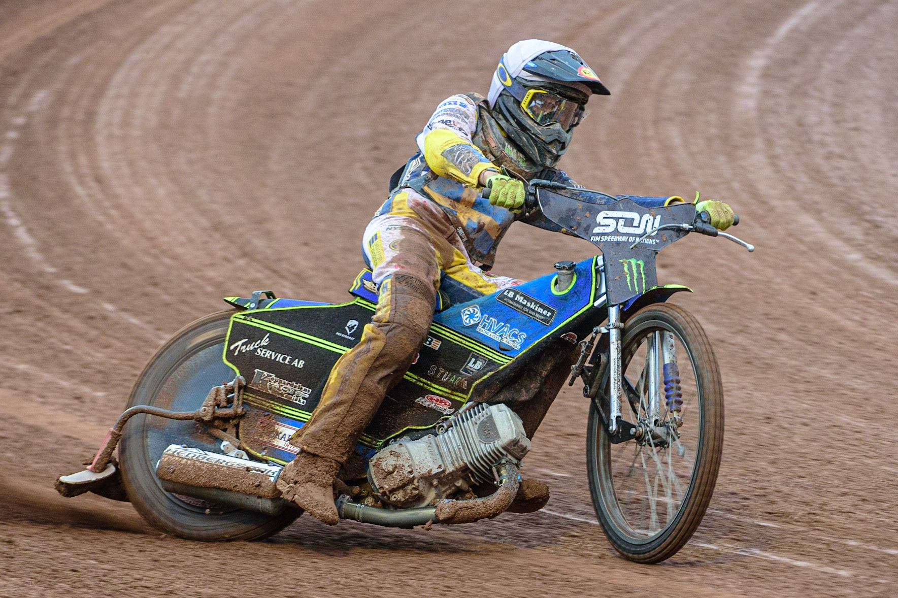 MANCHESTER, UK. OCT 17TH Philip Hellström-Bangs of Sweden in action  during the Monster Energy FIM Speedway of Nations at the National Speedway Stadium, Manchester on Sunday  17th October 2021. (Credit: Ian Charles | MI News)