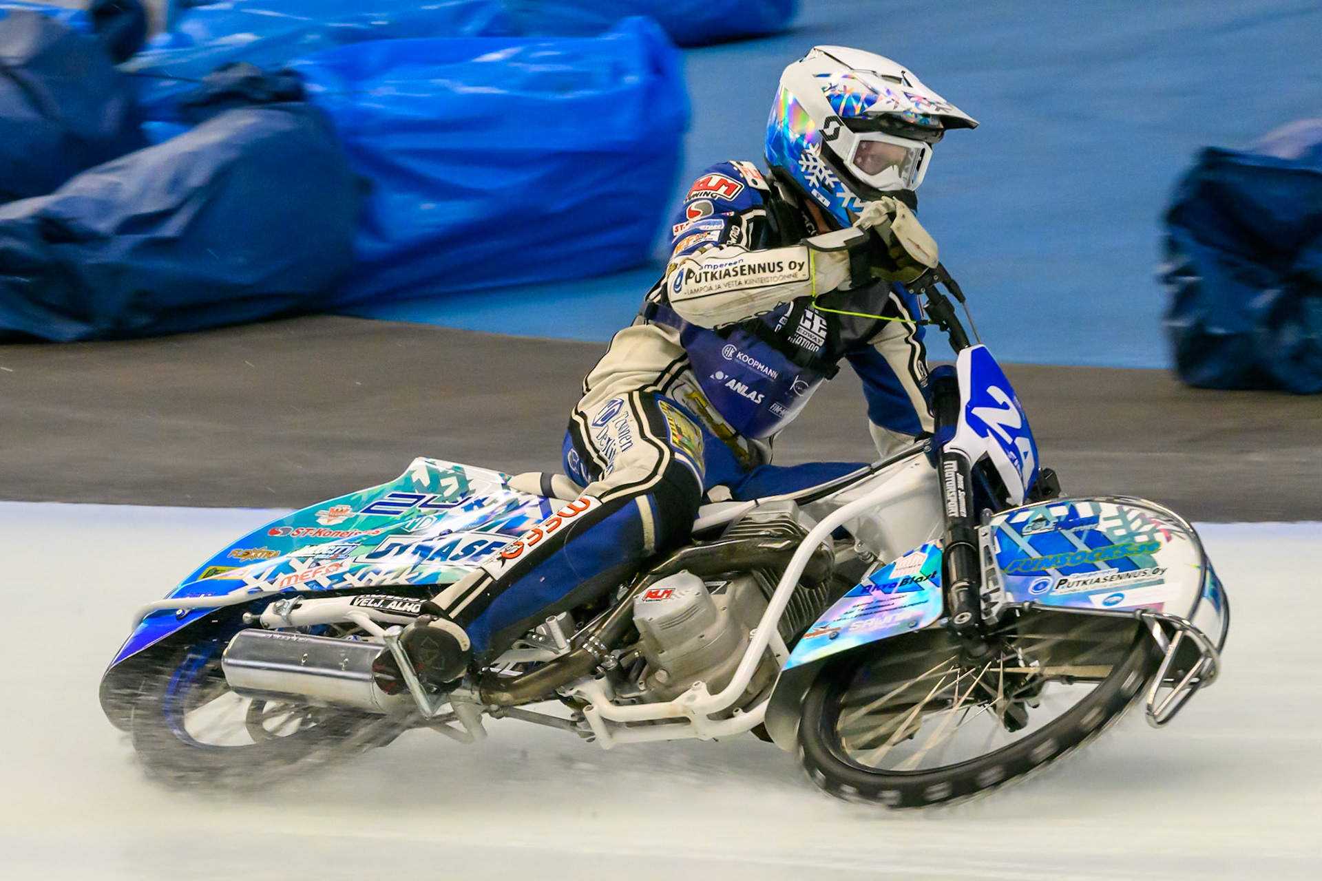 Max Koivula (24) of Finland during Practice for the Ice Speedway Gladiators World Championship Finals at Max-Aicher-Arena, Inzell on Friday 13th March 2026. (Photo: Ian Charles | MI News)