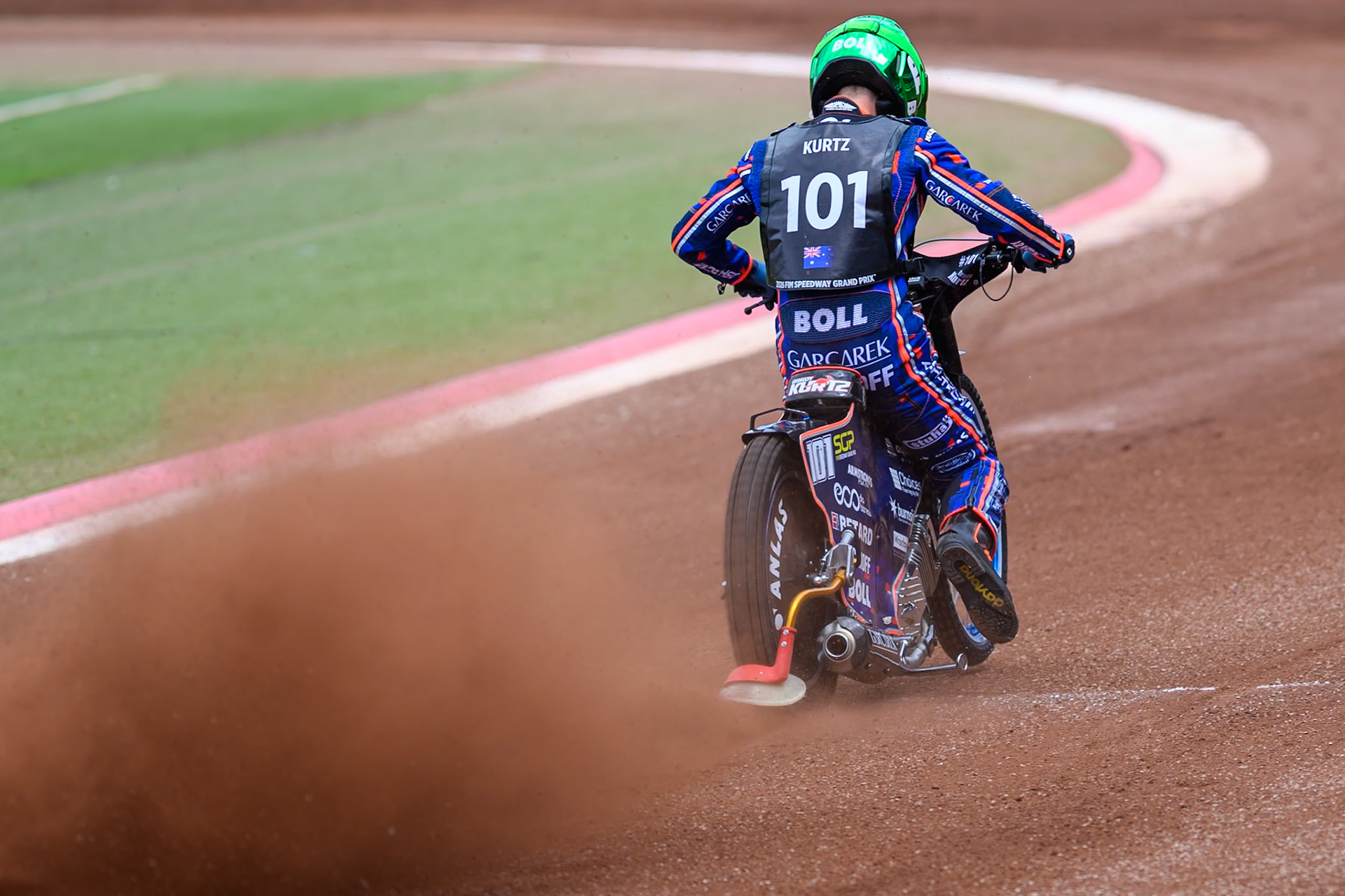 Brady Kurtz (101) of Australia does a practice start during practice for   the ATPI  FIM Speedway GP of Manchester at the National Speedway Stadium, Manchester on Friday 5th June 2026. (Photo: Ian Charles | MI News)