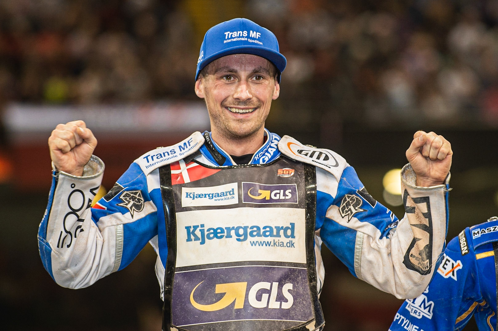CARDIFF,WALES Leon Madsen celebrates his win during the ADRIAN FLUX BRITISH FIM SPEEDWAY GRAND PRIX at the Principality Stadium, Cardiff on Saturday 21st September 2019. (Credit: Ian Charles | MI News)