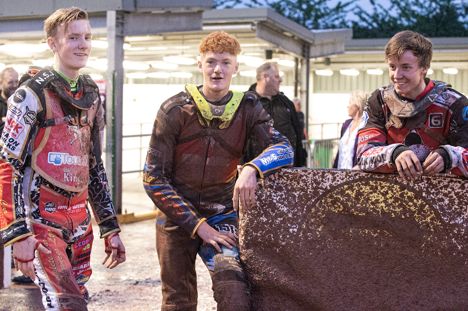 Photo: Ian Charles

(l-r) Drew Kemp  Anders Rowe  and Connor Bailey 

Belle Vue Colts v Kent Kings, SGB National League, Belle Vue National Speedway Stadium, Manchester, Thursday 1  August  2019