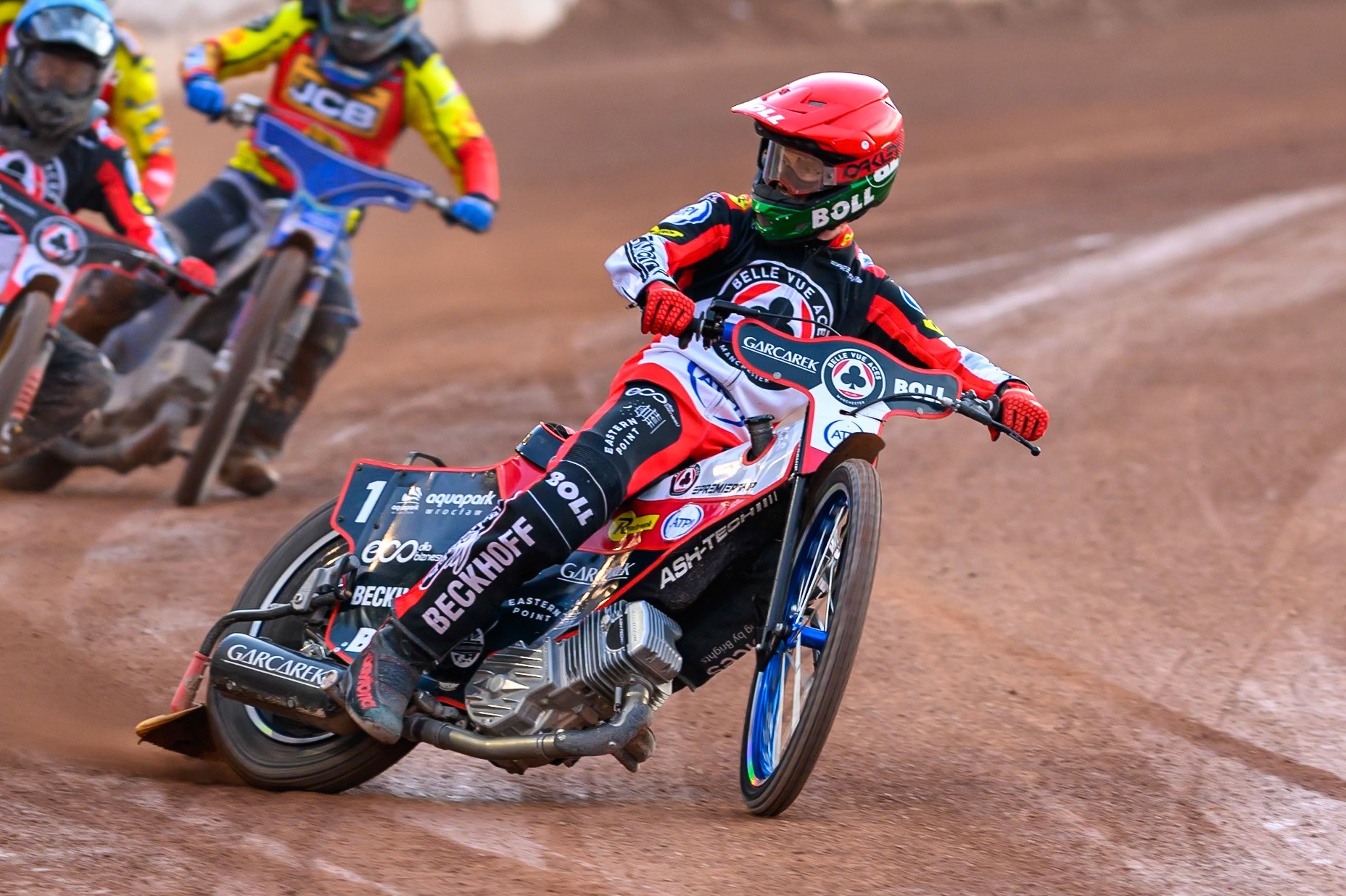 Brady Kurtz of Belle Vue Aces in action during the Rowe Motor Oil Premiership match between Belle Vue Aces and Leicester Lions at the National Speedway Stadium, Manchester on Monday 3rd August 2026. (Photo: Ian Charles | MI News)