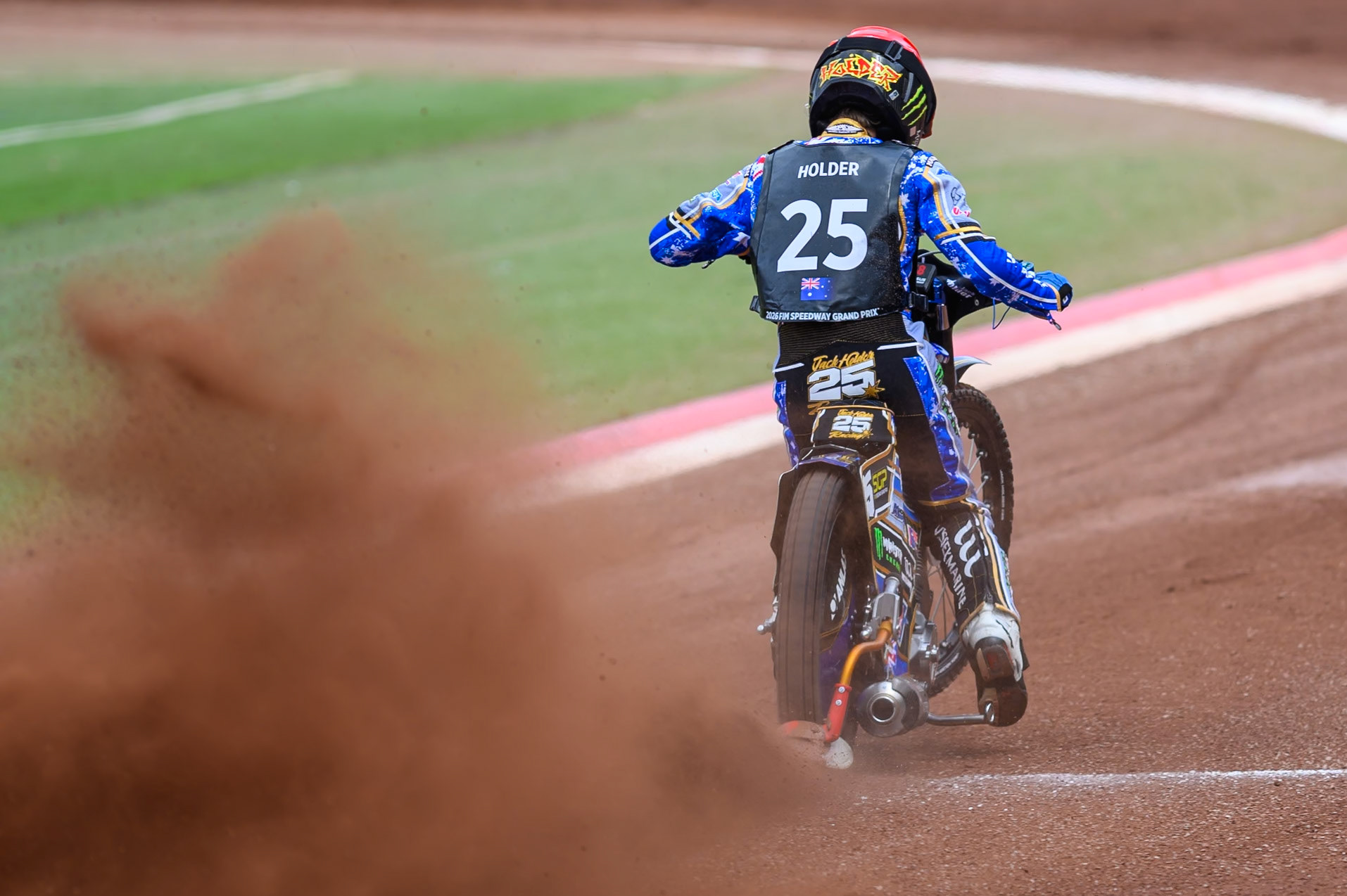 Jack Holder (25) of Australia does a practice start during practice for   the ATPI  FIM Speedway GP of Manchester at the National Speedway Stadium, Manchester on Friday 5th June 2026. (Photo: Ian Charles | MI News)