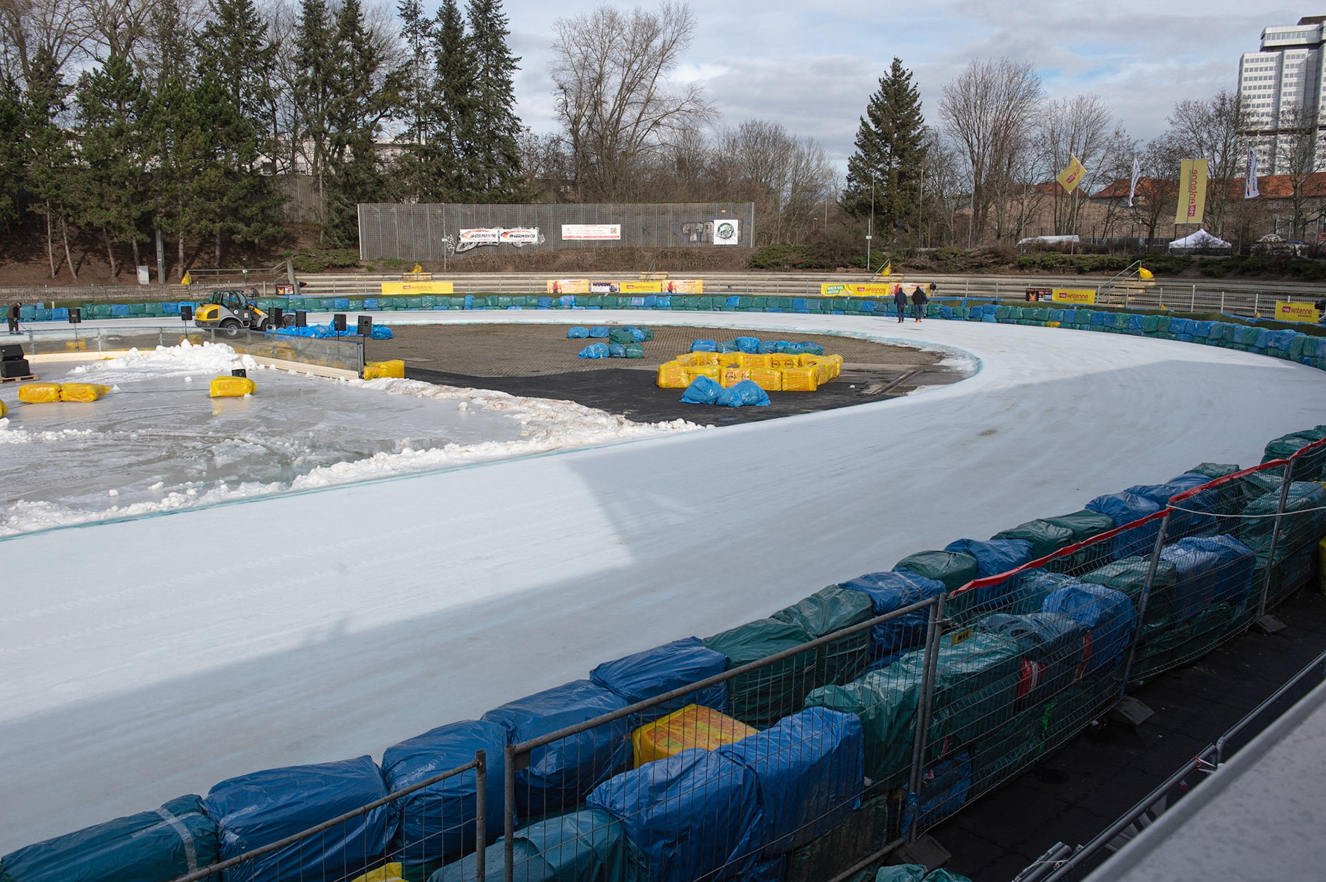 BERLIN GERMANY  - March 1  The Horst-Dohm-Eistadion -1st Bend  during the Ice Speedway of Nations at the Horst-Dohm-Eisstadion, Berlin,  on Sunday 1 March 2020. (Credit: Ian Charles | MI News)