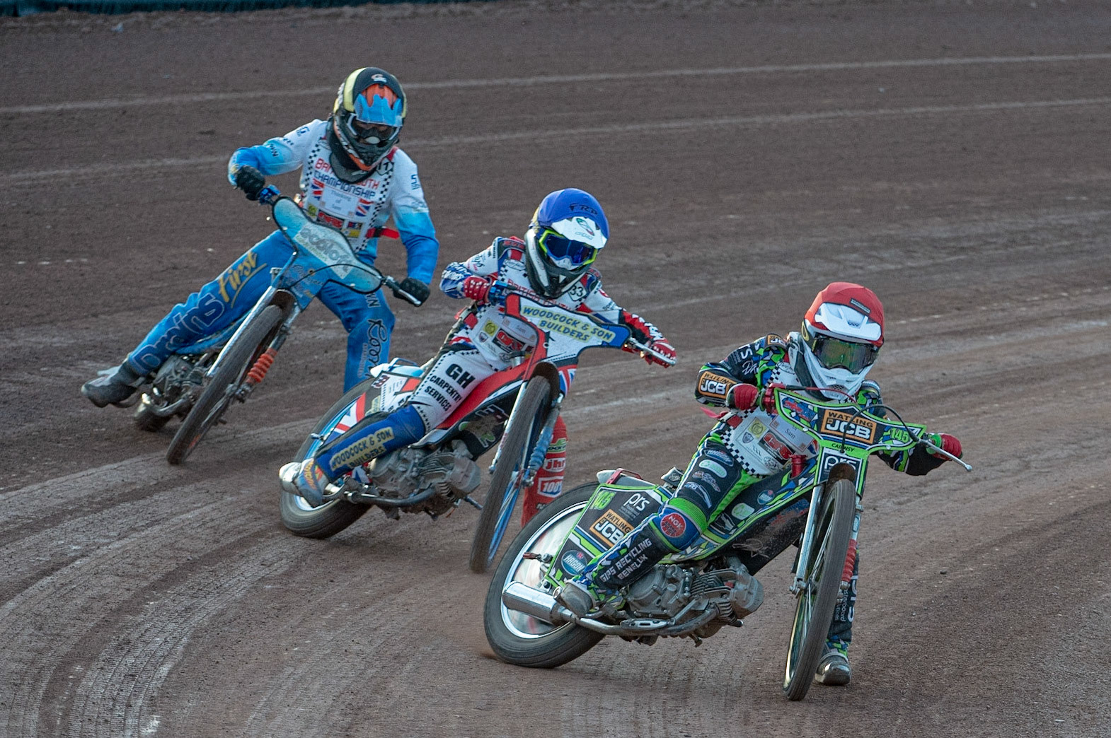 Photo: Ian Charles

William Cairns (Red) leads Charlie Wood (Blue) and Calum Gill (Yellow)

Summer Speed Saturday & British Youth Speedway Championship Round 5, National Speedway Stadium, Manchester, Saturday 22 June 2019