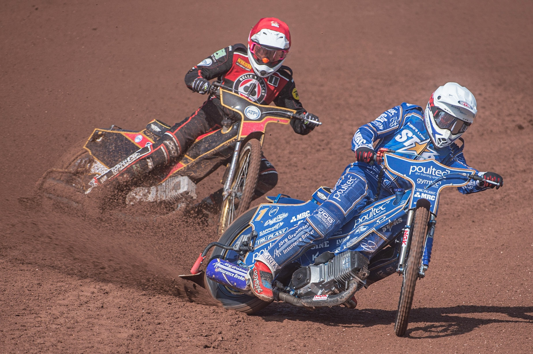 Photo: Ian Charles

Robert Lambert  (White) leads Max Fricke (Red)

Belle Vue Aces v Kings Lynn Stars, British Speedway Premiership, Belle Vue National Speedway Stadium, Manchester, Monday 26  August  2019