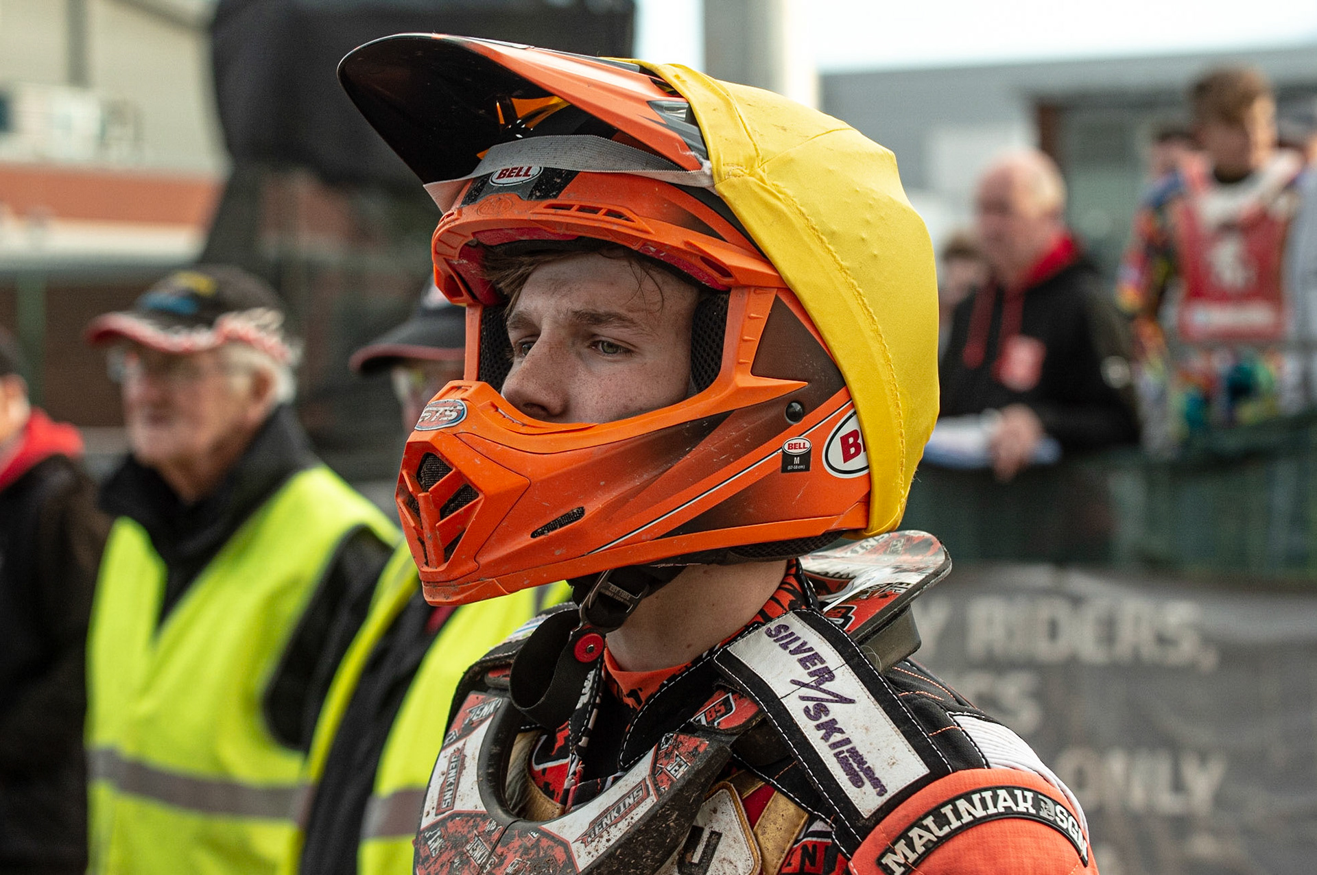 Photo: Ian Charles

Jordan Jenkins  watches the racing before his next heat

Belle Vue Colts v Kent Kings, SGB National League KO Cup Quarter Final 1st Leg, Belle Vue National Speedway Stadium, Manchester, Thursday 20  June  2019