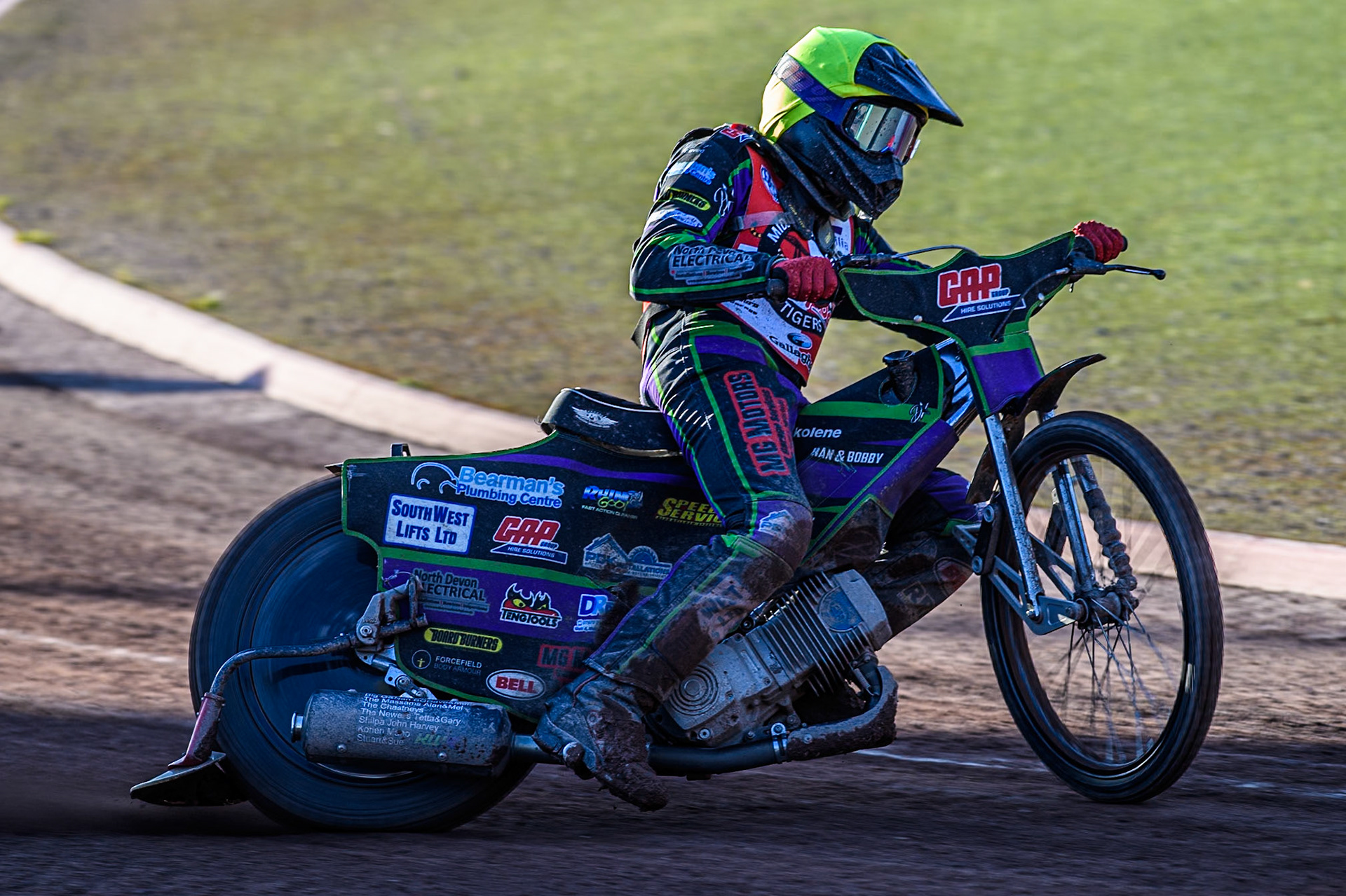 Middlesbrough Tigers' Kai Ward in action during the WSRA National Development League match between Belle Vue Colts and Middlesbrough Tigers at the National Speedway Stadium, Manchester on Monday 17th June 2024. (Photo: Ian Charles | MI News)