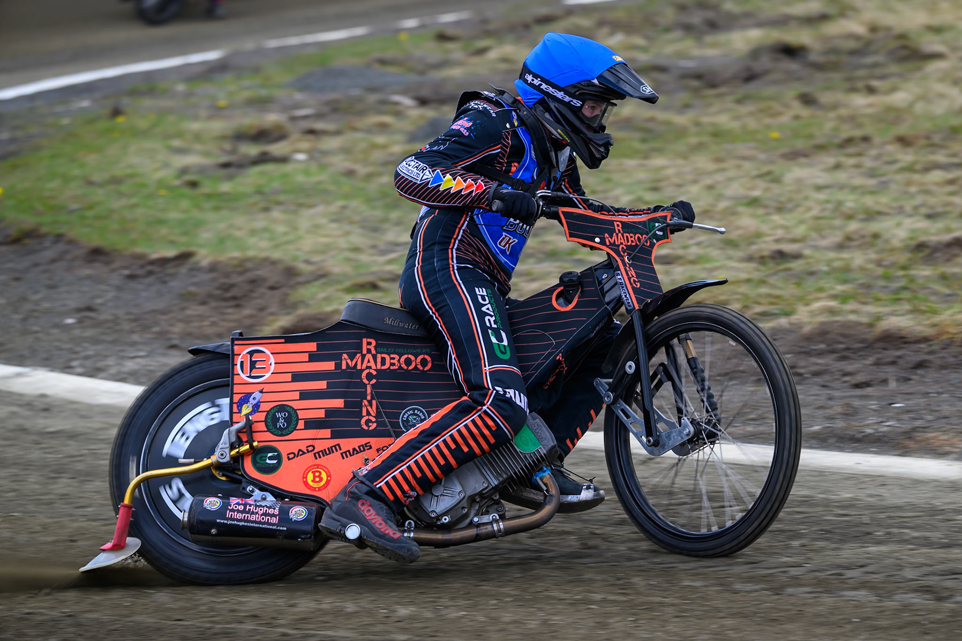 Bailey Fellows of Buxton Bulls  in action during the  Challenge match between Buxton Bulls and NDL Nomads at Hi-Edge Speedway, Buxton on Sunday 19th April 2026. (Photo: Ian Charles | MI News)