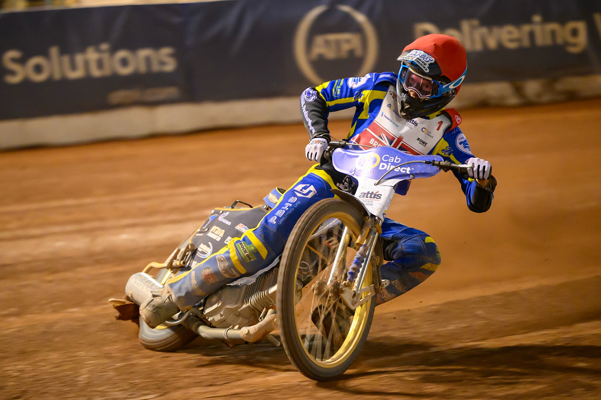 Anders Rowe (1) in action during the Cab Direct British Speedway Championship Final at the National Speedway Stadium, Manchester on Saturday 15th August 2026. (Photo: Ian Charles | MI News)