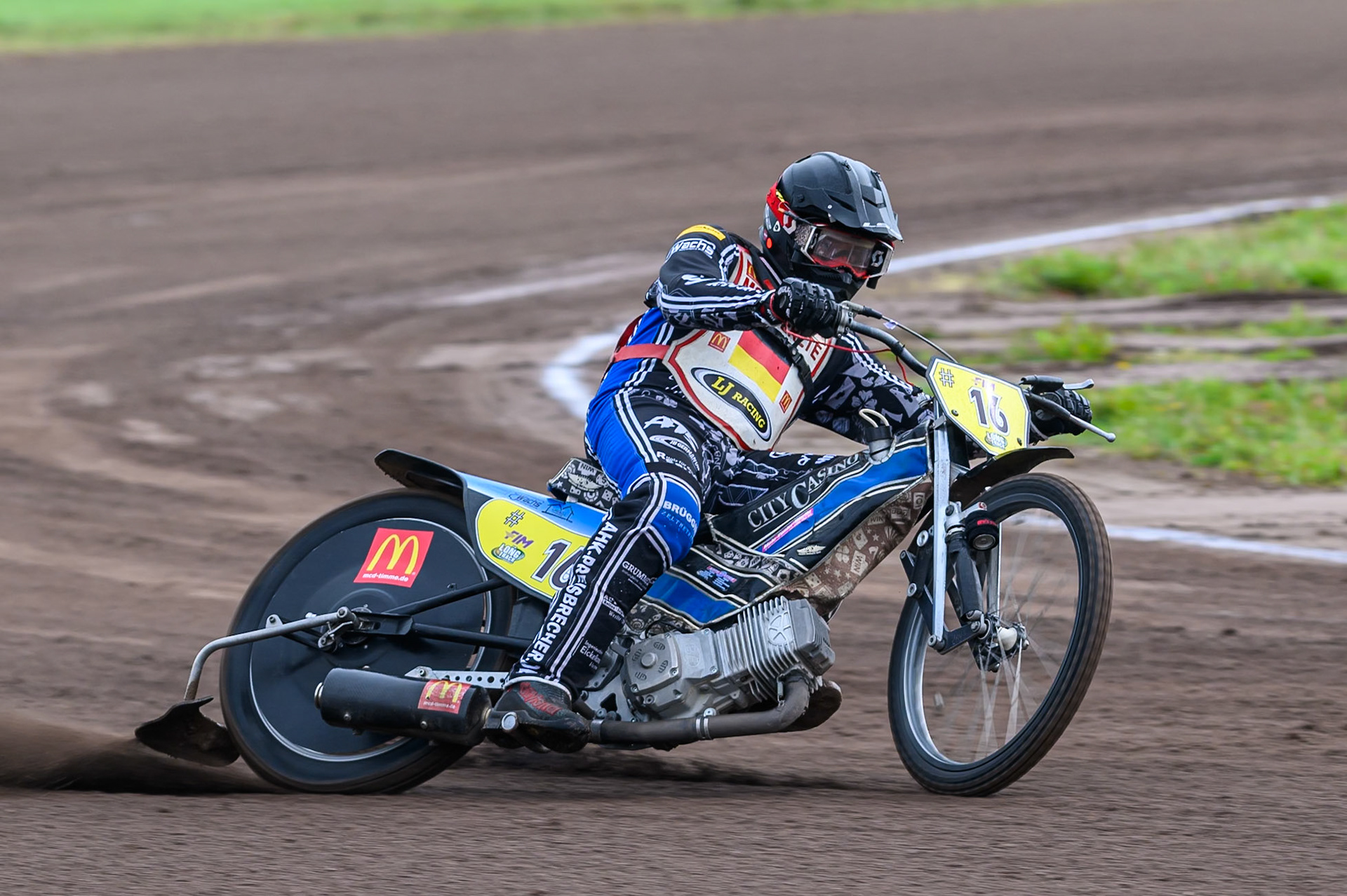 Reserve Rider Fabian Wachs of Germany practices during the FIM Long Track World Championship Final 4, at the Speed Centre Roden, Netherlands on Sunday 21st September 2025. (Photo: Ian Charles | MI News)