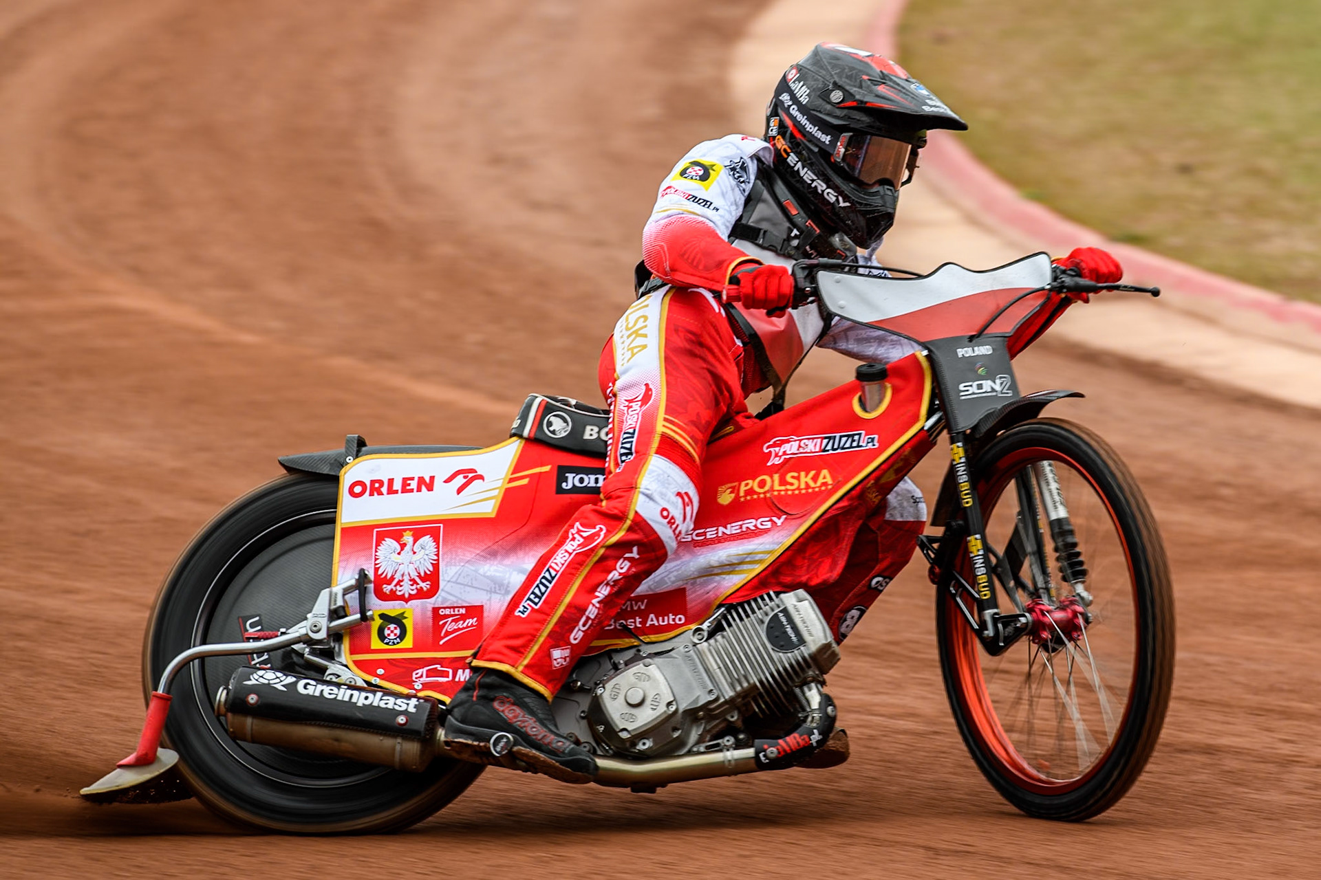 Bartosz Banbor of Poland practices during the Monster Energy FIM Speedway of Nations 2 (Under 21) Final at the National Speedway Stadium, Manchester on Friday 12th July 2024. (Photo: Ian Charles | MI News)