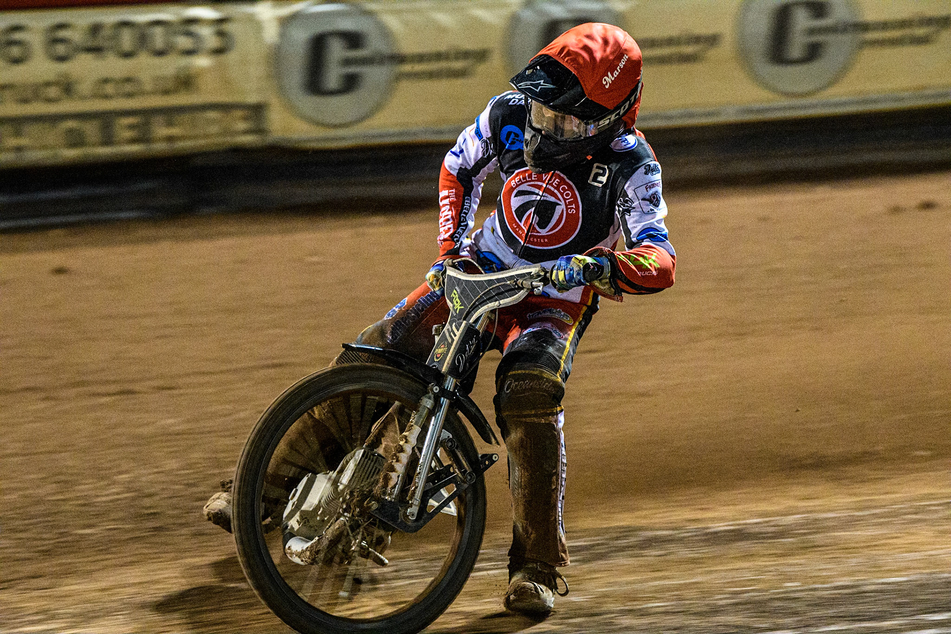 Matt Marson in action for Belle Vue Cool Running Colts during the National Development League match between Belle Vue Colts and Leicester Lion Cubs at the National Speedway Stadium, Manchester on Friday 8th September 2023. (Photo: Ian Charles | MI News)
