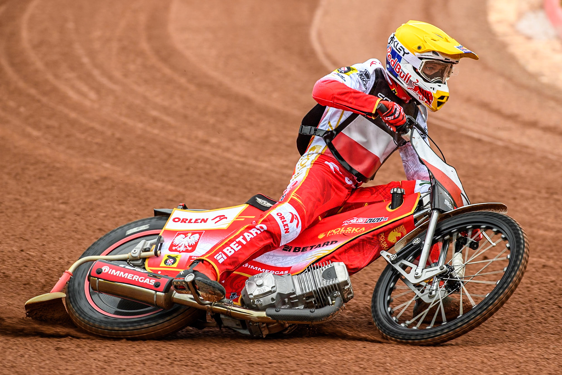 Maciej Janowski of Poland practices during the Monster Energy FIM Speedway of Nations Semi-Final 1 at the National Speedway Stadium, Manchester on Tuesday 9th July 2024. (Photo: Ian Charles | MI News)