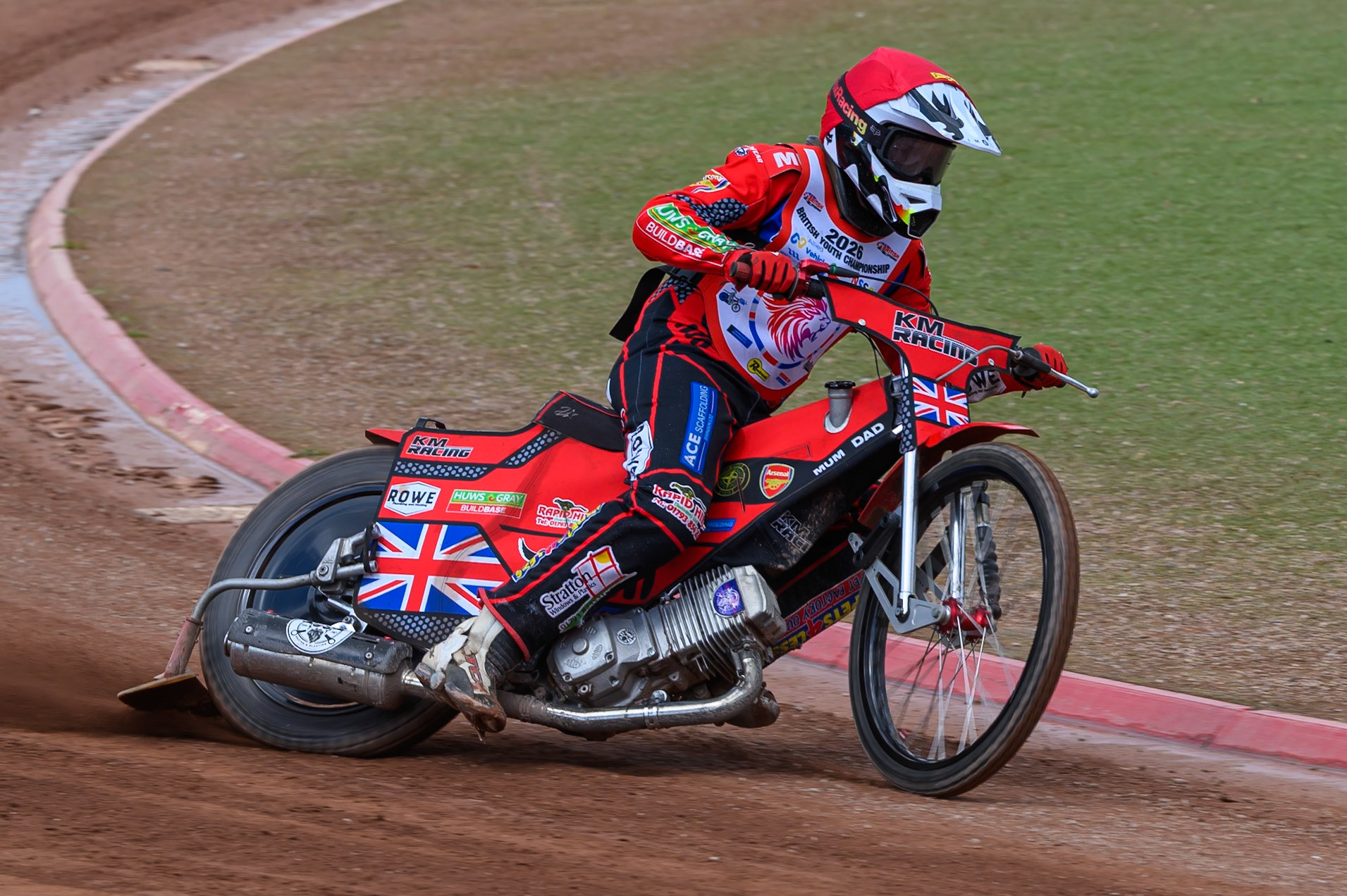 BRITISH YOUTH CHAMPIONSHIP (500cc): Kayden Mundy (8) in action during the British Youth Speedway Championship at the National Speedway Stadium, Manchester on Sunday 10th May 2026. (Photo: Ian Charles | MI News)