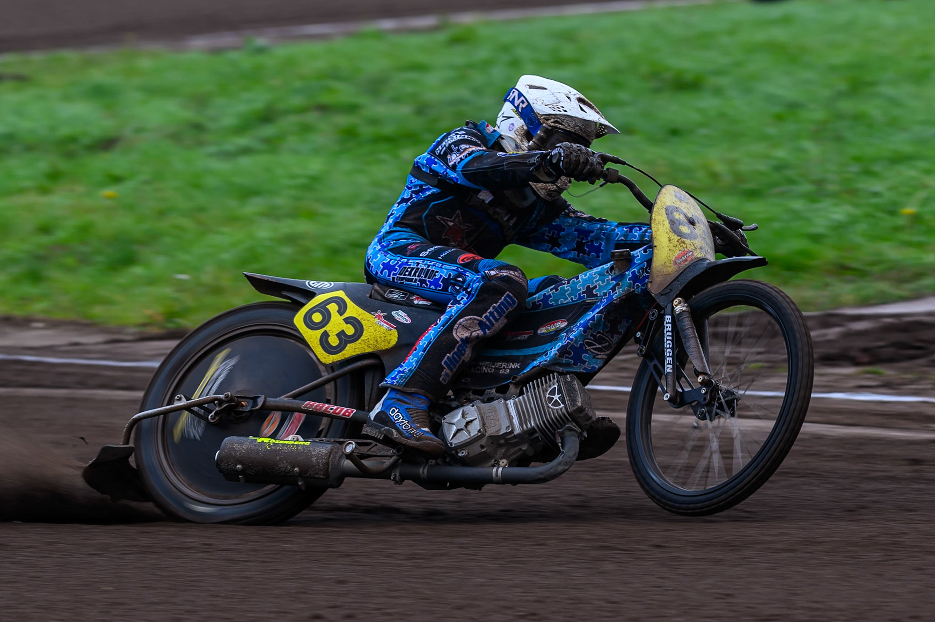 Dave Meijerink (63) of The Netherlands practices during the FIM Long Track World Championship Final 4, at the Speed Centre Roden, Netherlands on Sunday 21st September 2025. (Photo: Ian Charles | MI News)