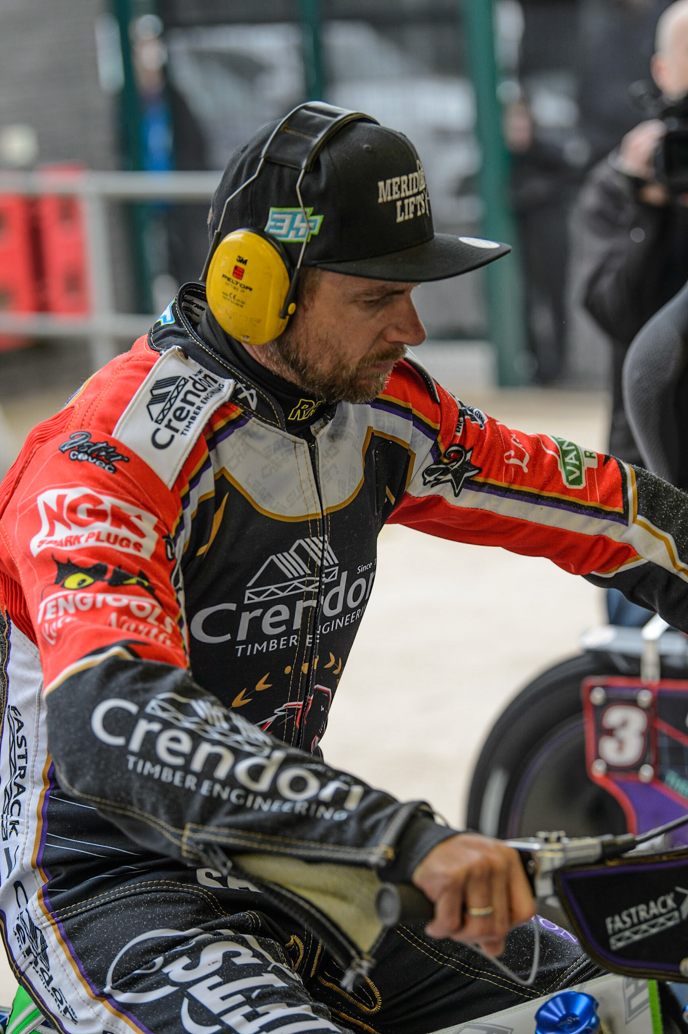 MANCHESTER, UK. MAY 2ND  Hans Andersen  warms up his bike during the SGB Premiership match between Belle Vue Aces and Peterborough at the National Speedway Stadium, Manchester on Monday 2nd May 2022. (Credit: Ian Charles | MI News)