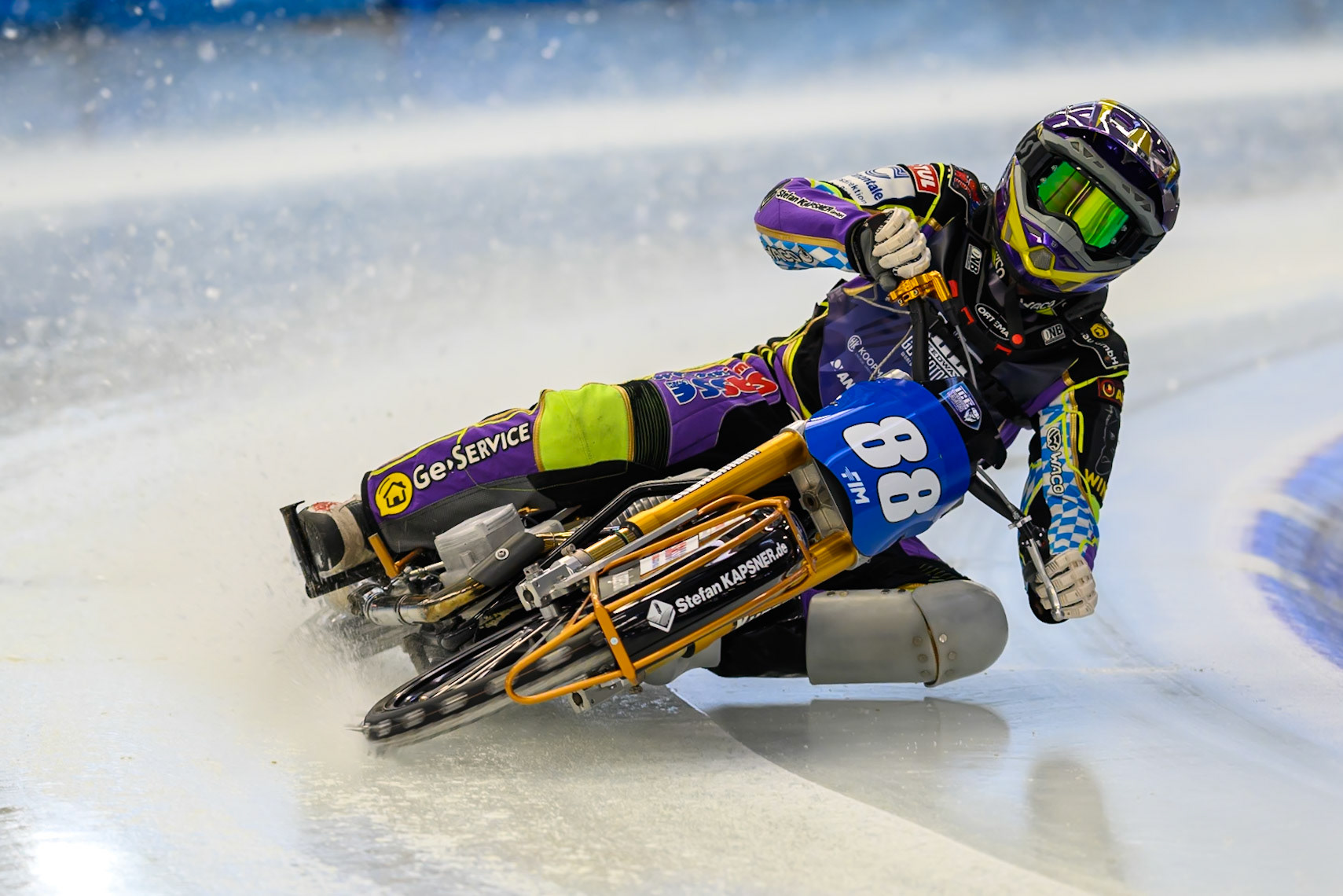 Max Niedermaier (88) of Germany during Practice for the Ice Speedway Gladiators World Championship Finals at Max-Aicher-Arena, Inzell on Friday 13th March 2026. (Photo: Ian Charles | MI News)