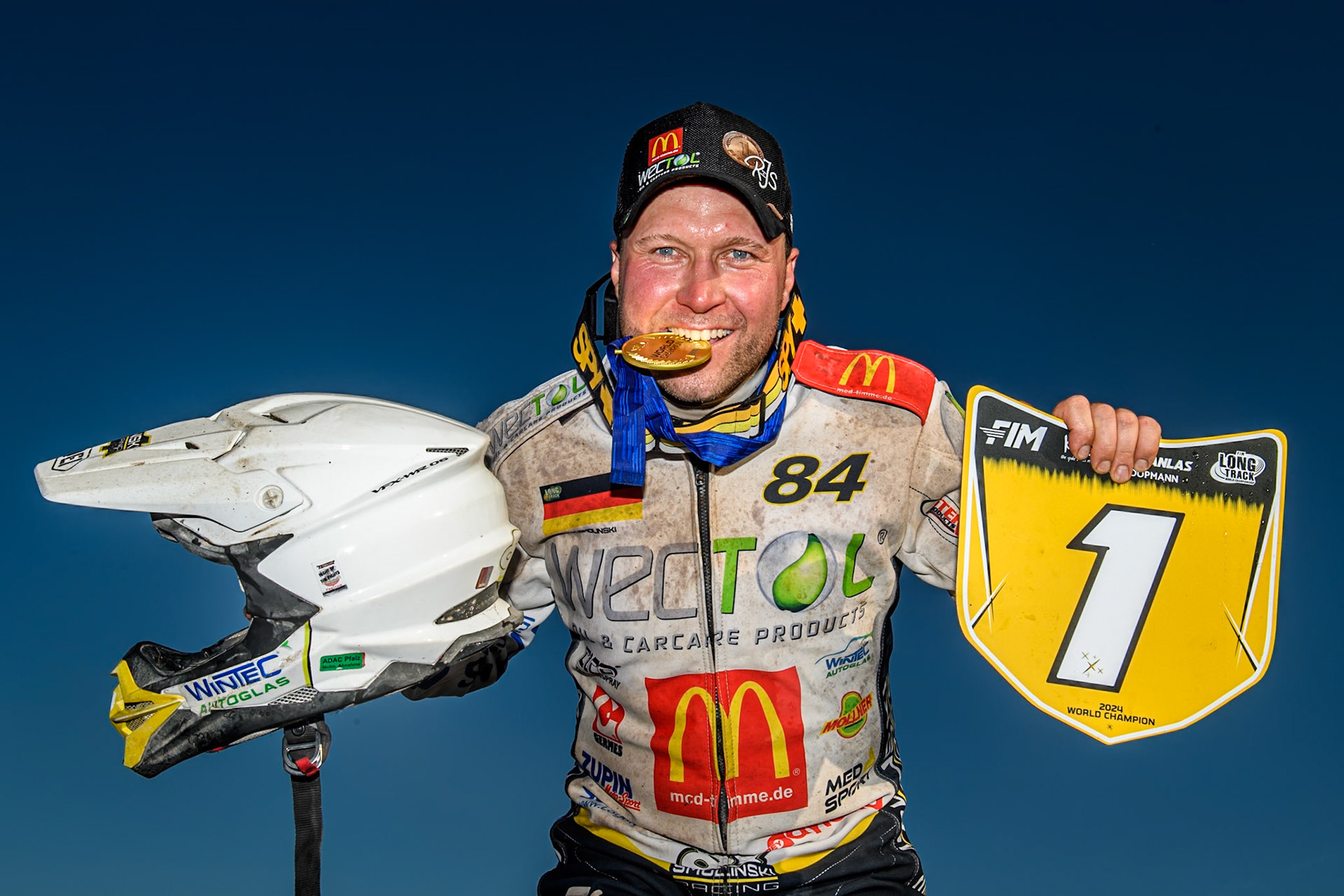 World Champion Martin Smolinski (84) of Germany during the FIM Long Track World Championship Final 5 at the Speed Centre Roden, Roden, Netherlands on Sunday 22nd September 2024. (Photo: Ian Charles | MI News)