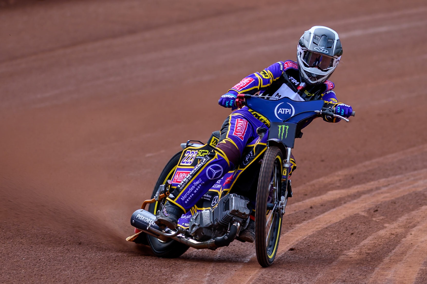 Kacper Woryna (223) of Poland during practice for the ATPI  FIM Speedway GP of Manchester at the National Speedway Stadium, Manchester on Friday 5th June 2026. (Photo: Ian Charles | MI News)