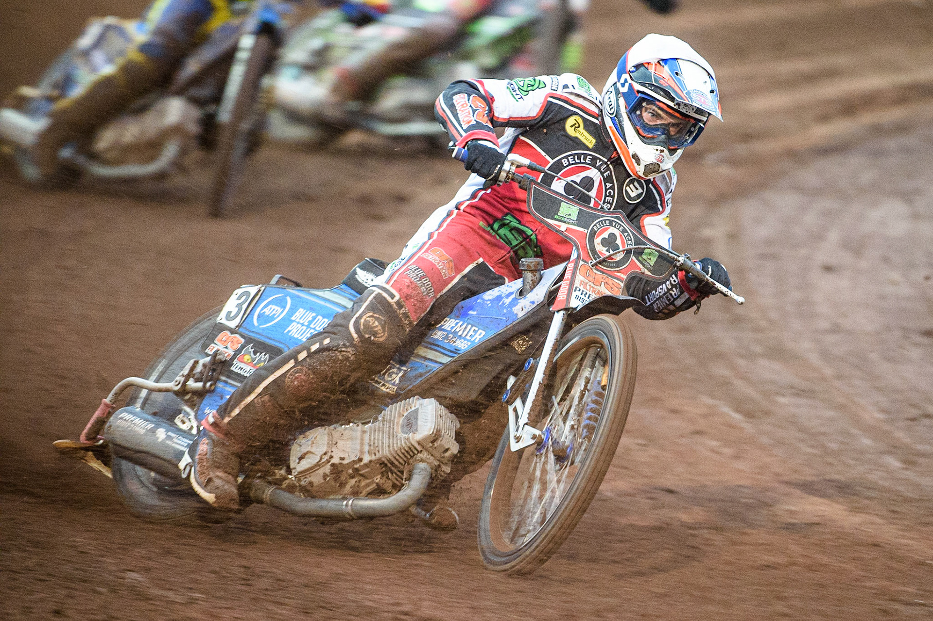 SHEFFIELD, UK. AUG 2NDSteve Worrall  in action  for Belle Vue BikeRight Aces  during the SGB Premiership match between Sheffield Tigers and Belle Vue Aces at Owlerton Stadium, Sheffield on Thursday 2nd September 2021. (Credit: Ian Charles | MI News)