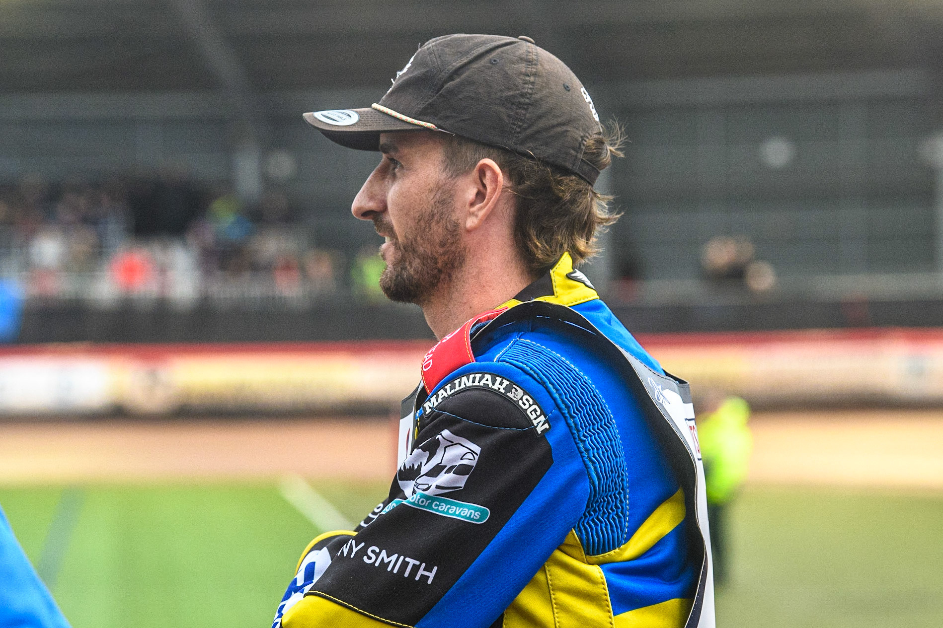 Adam Ellis watches the track work during the Sports Insure British Speedway Final at the National Speedway Stadium, Manchester on Monday 14th August 2023. (Photo: Ian Charles | MI News)