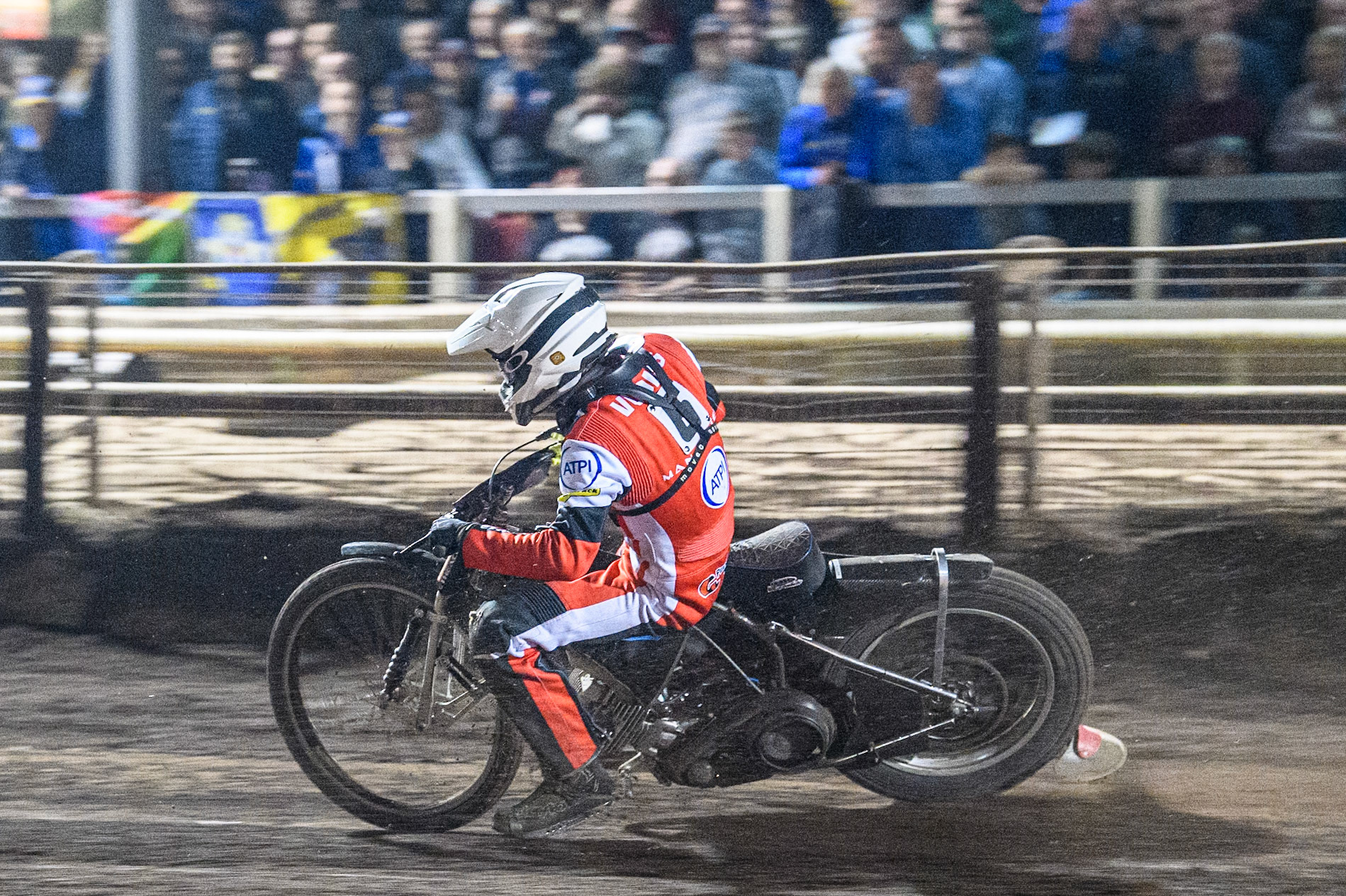 Belle Vue Aces' Antti Vuolas  in action during the Rowe Motor Oil Premiership Play Off Semi Final 2nd leg between Sheffield Tigers and Belle Vue Aces at Owlerton Stadium, Sheffield on Thursday 19th September 2024. (Photo: Ian Charles | MI News)