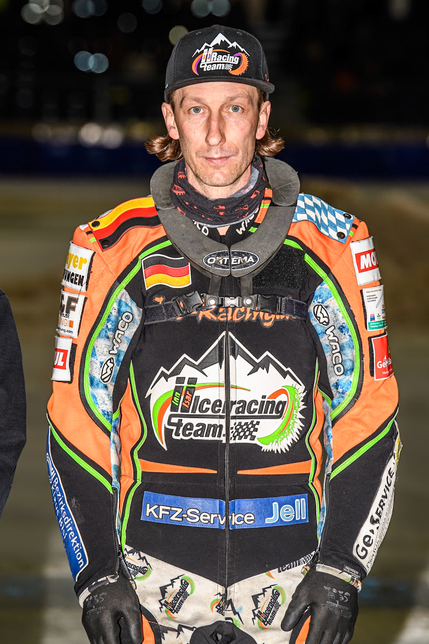 Germany's Markus Jell (82) during the FIM Ice Speedway Gladiators World Championship Final 3 at Ice Rink Thialf, Heerenveen on Saturday 6th April 2024. (Photo: Ian Charles | MI News)