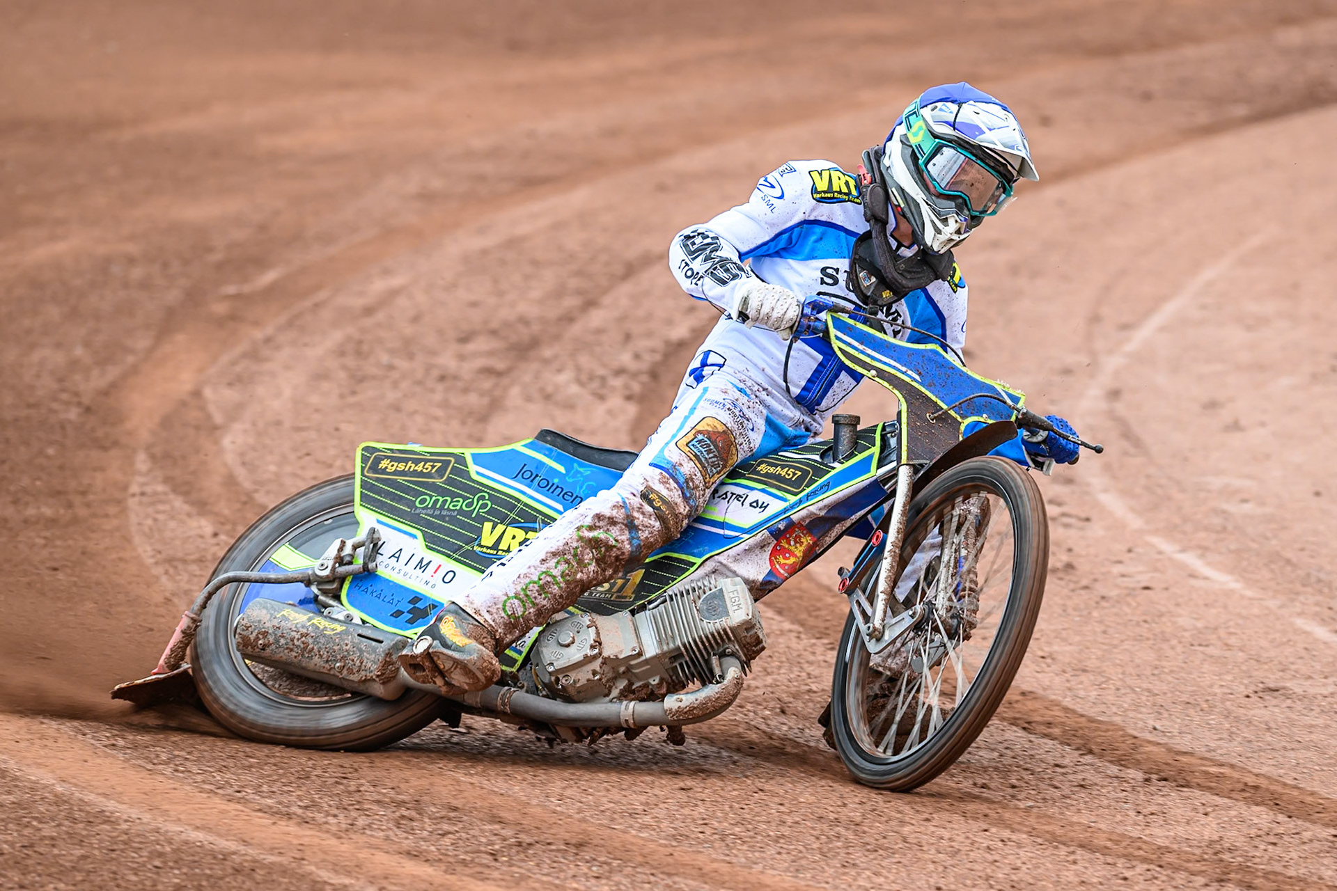 Otto Raak of Finland in action during the FIM SGP2 Qualifying Round at the Peugeot Ashfield Stadium in Glasgow on Saturday 24th May 2025. (Photo: Ian Charles | MI News)