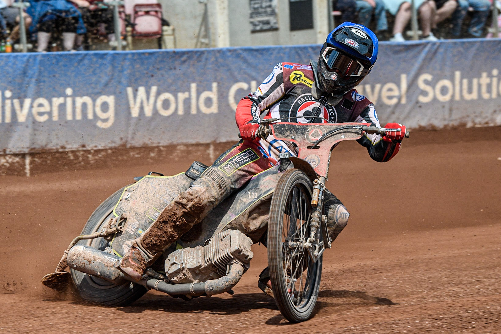 Charles Wright in action for Belle Vue ATPI Aces  during the Sports Insure Premiership match between Belle Vue Aces and Wolverhampton Wolves at the National Speedway Stadium, Manchester on Monday 29th May 2023. (Photo: Ian Charles | MI News)