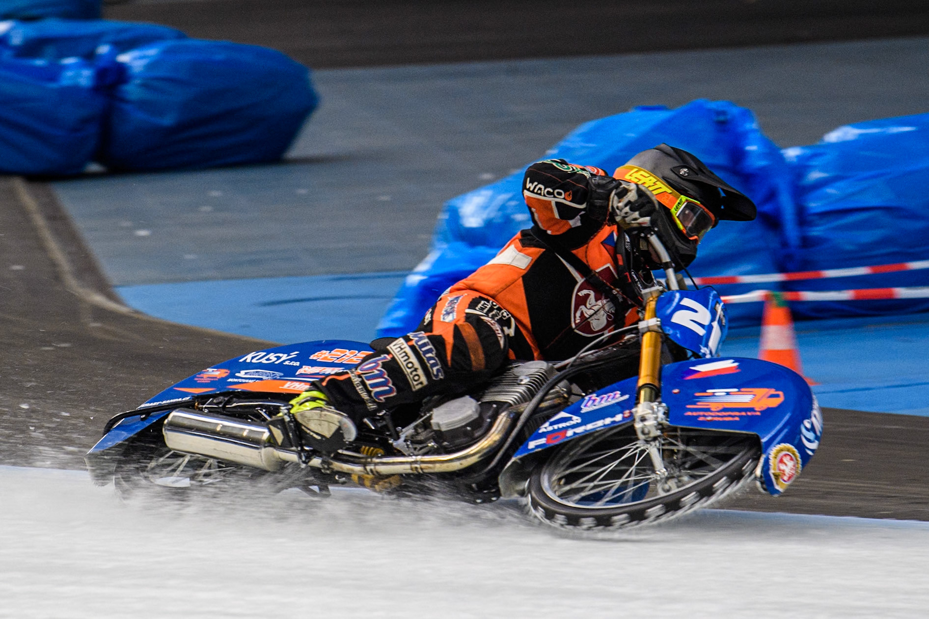 Lukas Hutla (212) of the Czech Republic in action during practice for  the Ice Speedway Gladiators World Championship Finals 1 &amp; 2 at Max-Aicher-Arena, Inzell on Friday 14th March 2025. (Photo: Ian Charles | MI News)