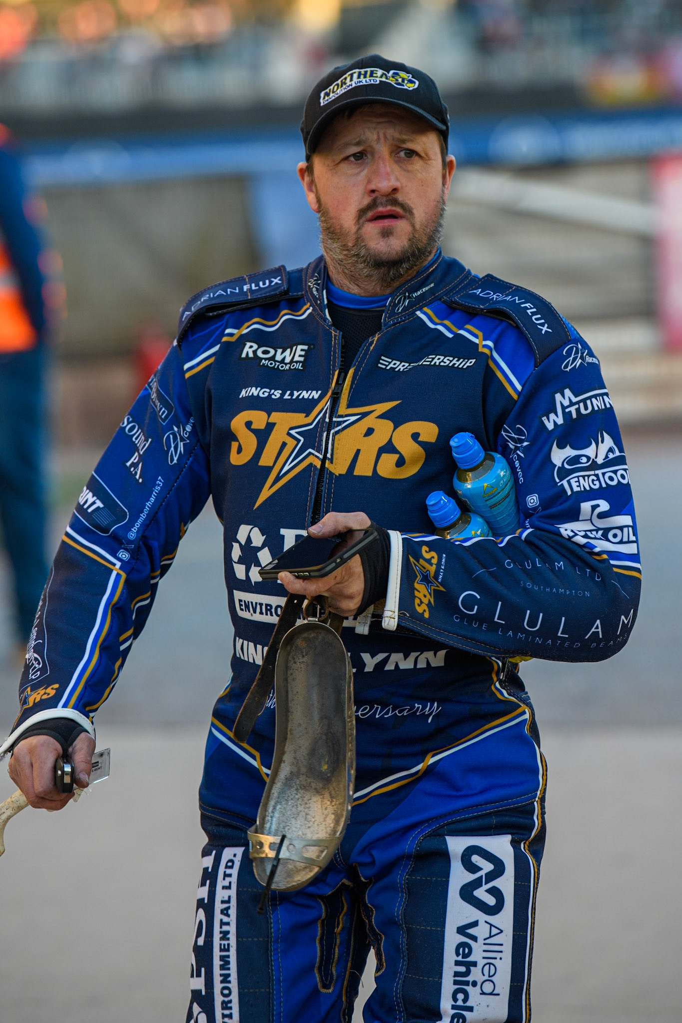 Chris Harris of Kings Lynn Stars during the Rowe Motor Oil Premiership match between Belle Vue Aces and King's Lynn Stars at the National Speedway Stadium, Manchester on Monday 5th April 2025. (Photo: Ian Charles | MI News)