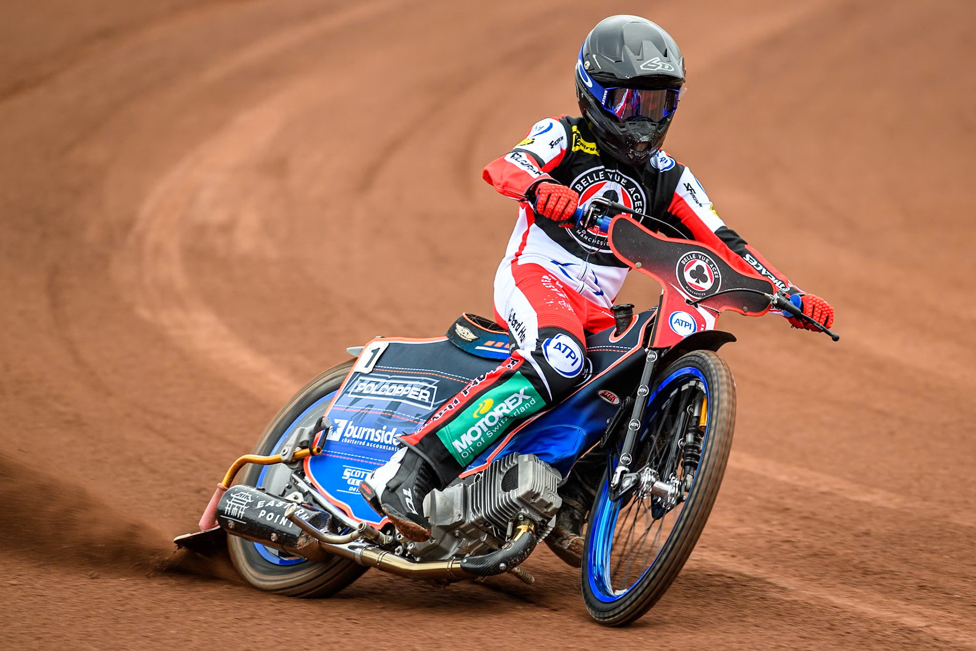 Belle Vue Aces' rider Brady Kurtz in action during the Belle Vue Aces Media Day at the National Speedway Stadium, Manchester on Monday 11th March 2024. (Photo: Ian Charles | MI News)