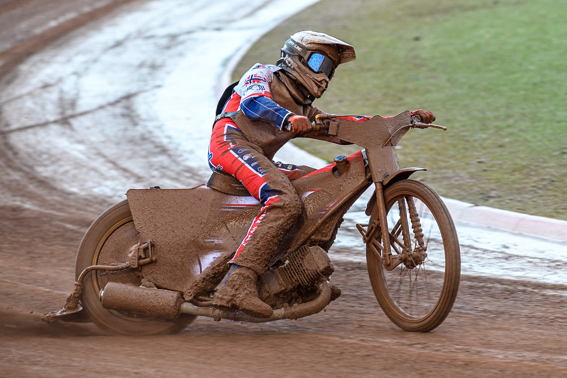 Mathias Pollestad of Norway in action during the Monster Energy FIM Speedway of Nation Semi Final 2 at the National Speedway Stadium, Manchester on Wednesday 10th July 2024. (Photo: Ian Charles | MI News)