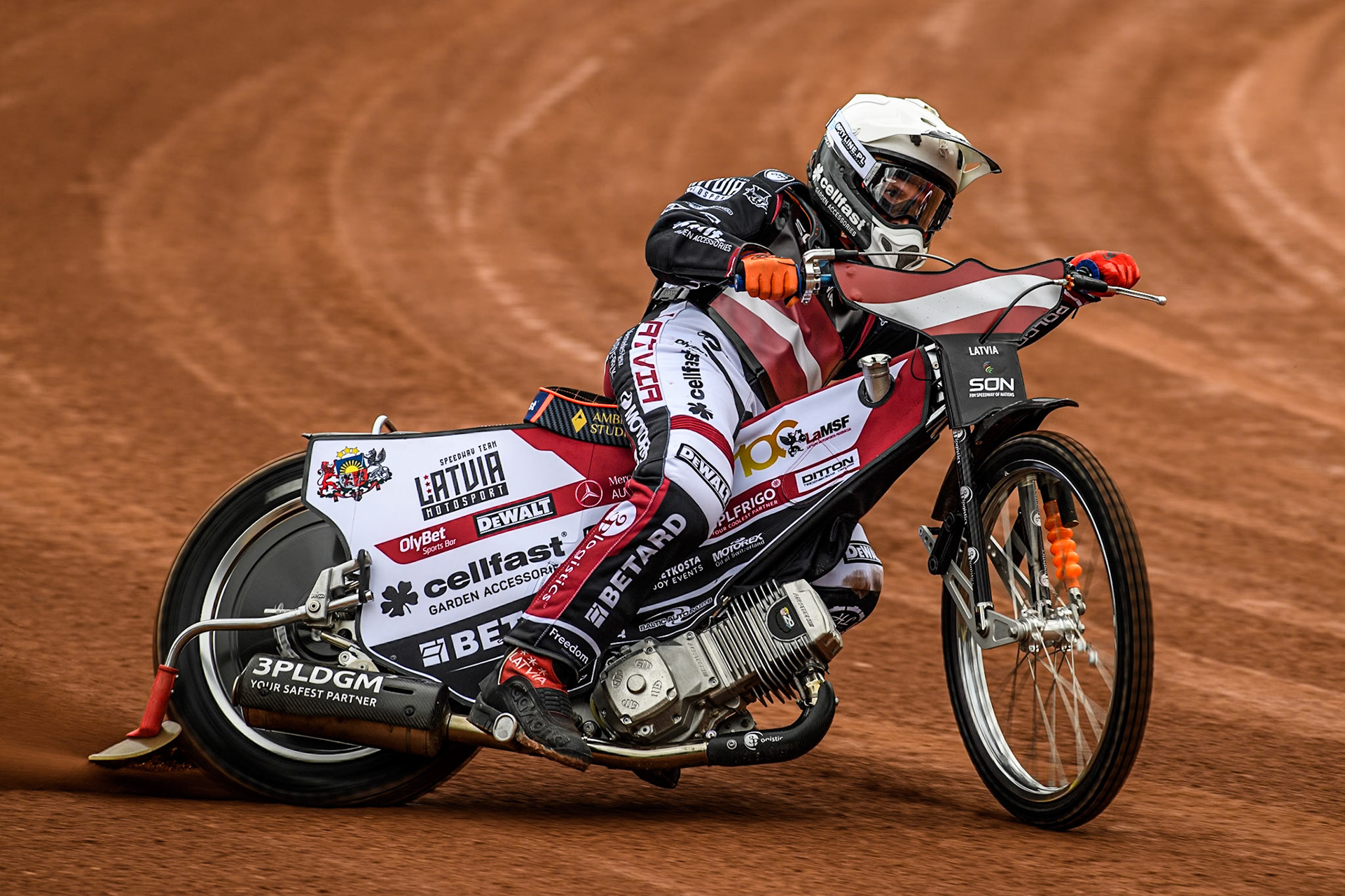 Andzejs Lebedevs of Latvia practices during the Monster Energy FIM Speedway of Nation Semi Final 2 at the National Speedway Stadium, Manchester on Wednesday 10th July 2024. (Photo: Ian Charles | MI News)