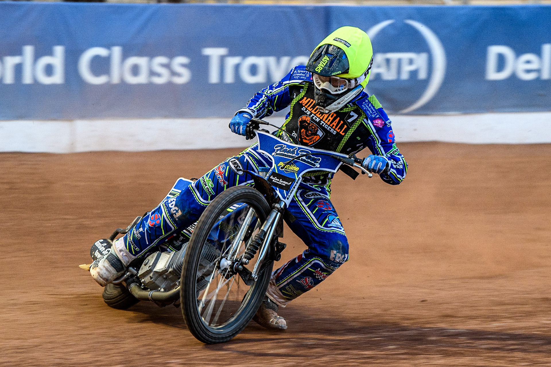 Arran Butcher in action  for Mildenhall Manchettes Fen Tigers during the National Development League match between Belle Vue Colts and Mildenhall Fens Tigers at the National Speedway Stadium, Manchester on Friday 26th May 2023. (Photo: Ian Charles | MI News)