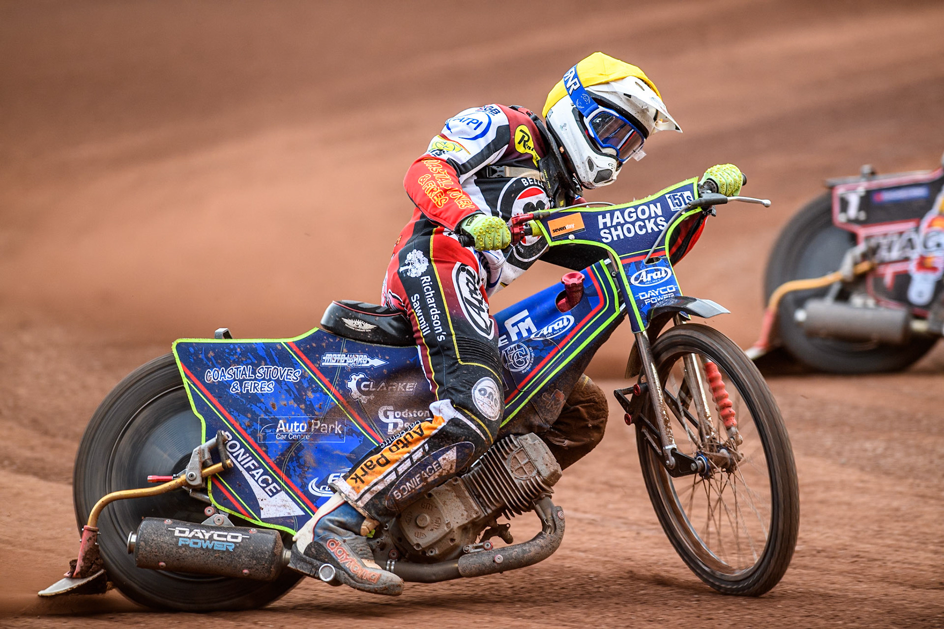 Belle Vue Aces' Jake Mulford in action during the Rowe Motor Oil Premiership match between Leicester Lions and Belle Vue Aces at the Pidcock Motorcycles Arena, Leicester on Thursday 25th July 2024. (Photo: Ian Charles | MI News)