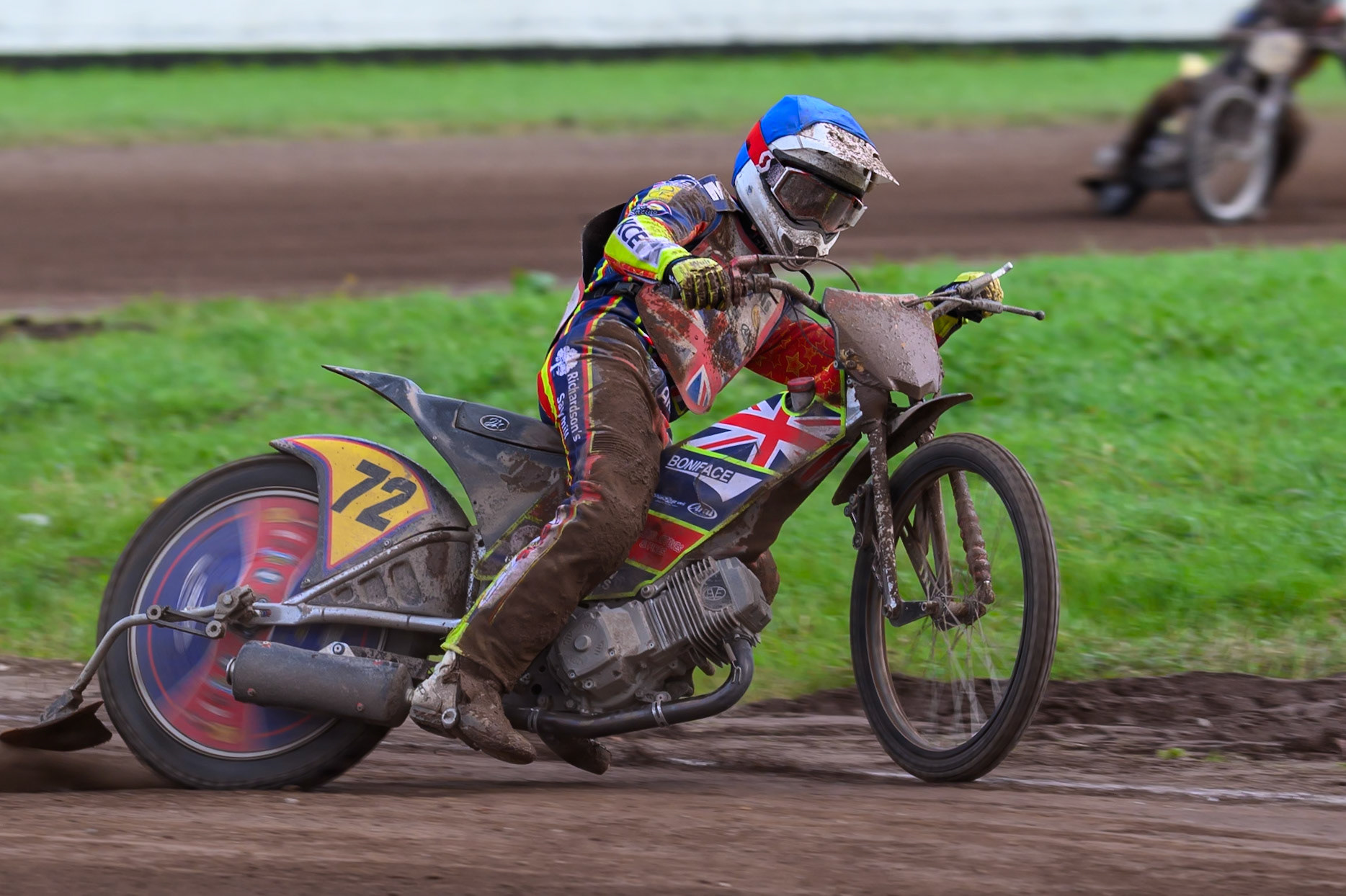 Jake Mulford (72) of Great Britain in action during the FIM Long Track World Championship Final 4, at the Speed Centre Roden, Netherlands on Sunday 21st September 2025. (Photo: Ian Charles | MI News)during the FIM Long Track World Championship Final 4, at the Speed Centre, Roden on Sunday 21st September 2025. (Photo: Ian Charles | MI News)