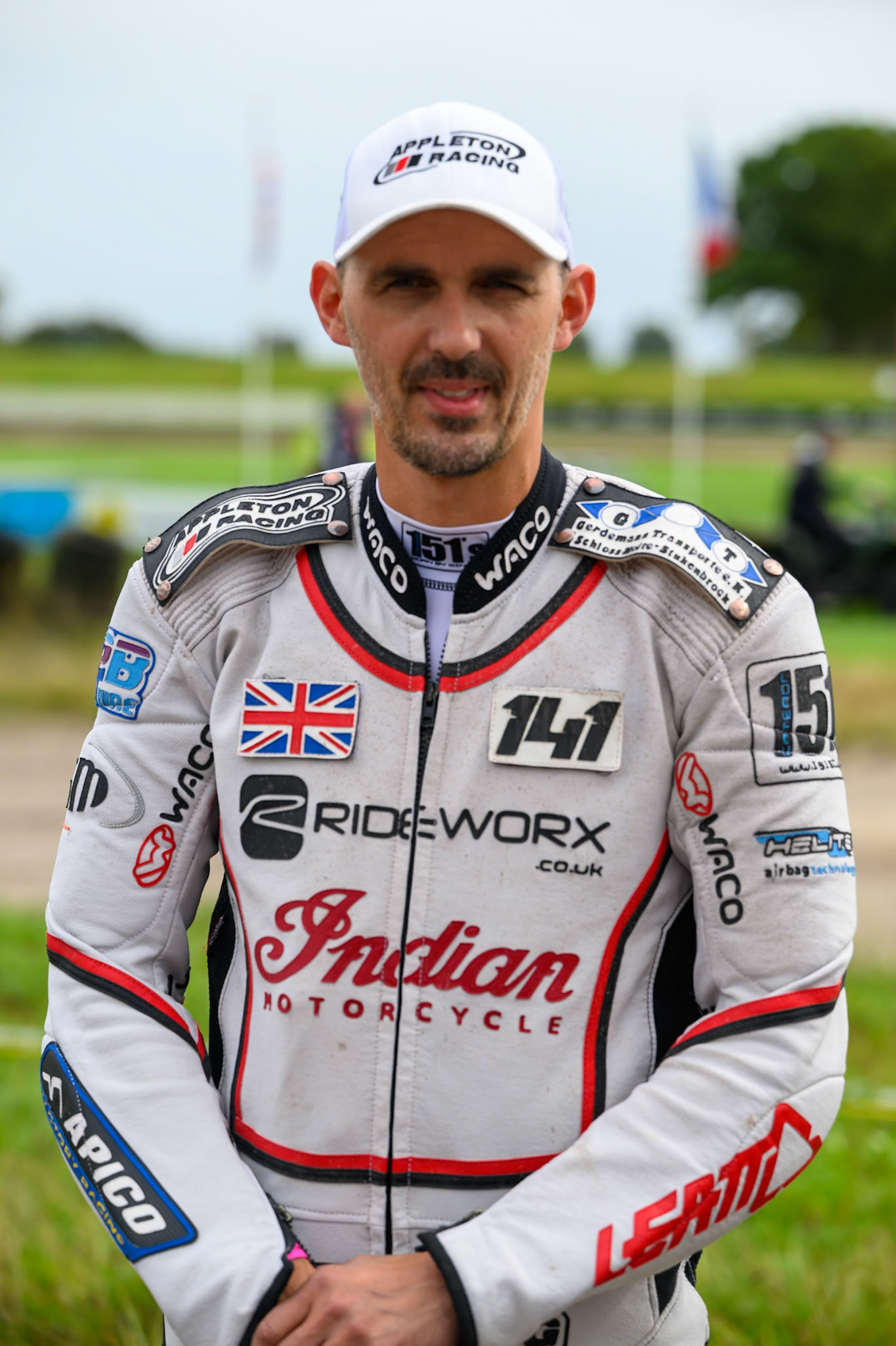 Andrew Appleton (141) of Great Britain during the FIM Long Track World Championship Final 4, at the Speed Centre Roden, Netherlands on Sunday 21st September 2025. (Photo: Ian Charles | MI News)during the FIM Long Track World Championship Final 4, at the Speed Centre, Roden on Sunday 21st September 2025. (Photo: Ian Charles | MI News)