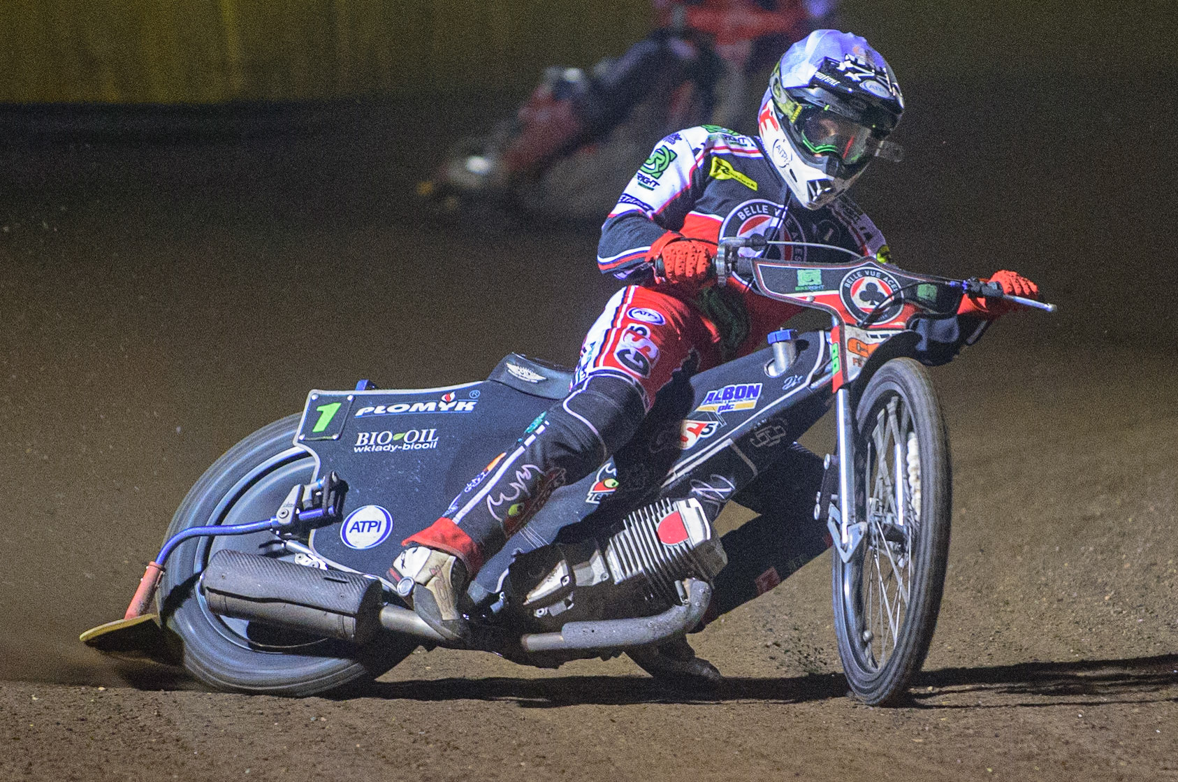 PETERBOROUGH, UK. OCT 14TH Dan Bewley  in action  for Belle Vue BikeRight Aces  during the SGB Premiership Grand Final 2nd leg between Peterborough and Belle Vue Aces at East of England Showground, Peterborough on Thursday 14th October 2021. (Credit: Ian Charles | MI News)