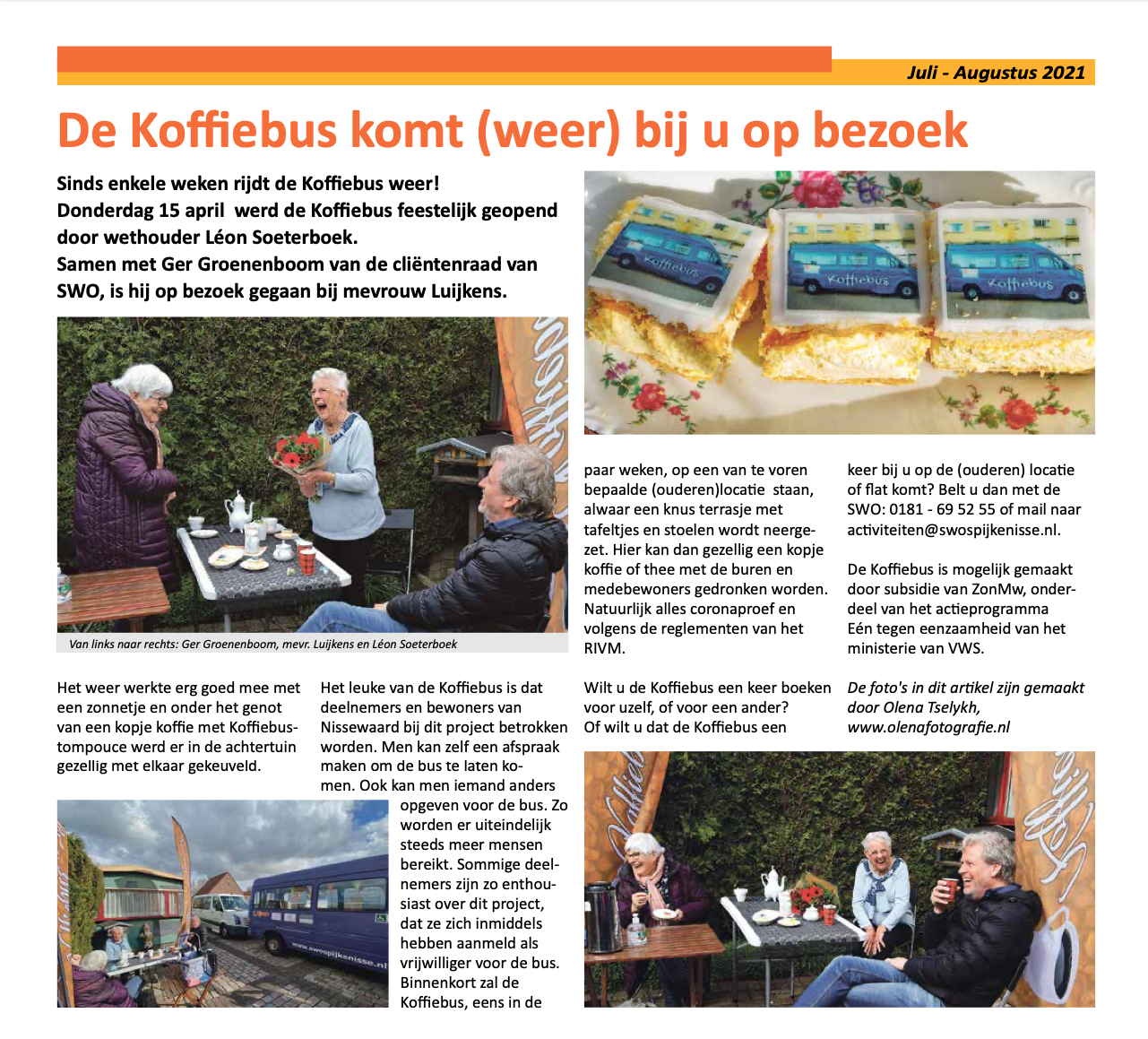 Fotoreportage voor de krant Stichting Welzijn Ouderen Spijkenisse