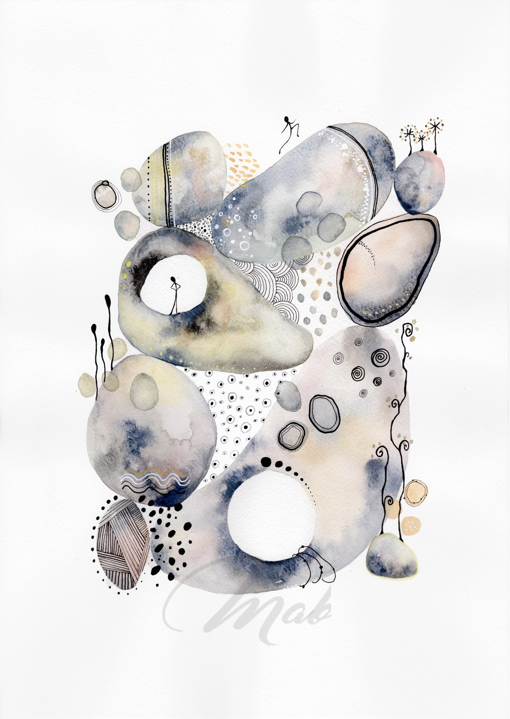 Insousciance - Alma - Watercolor, ink and posca