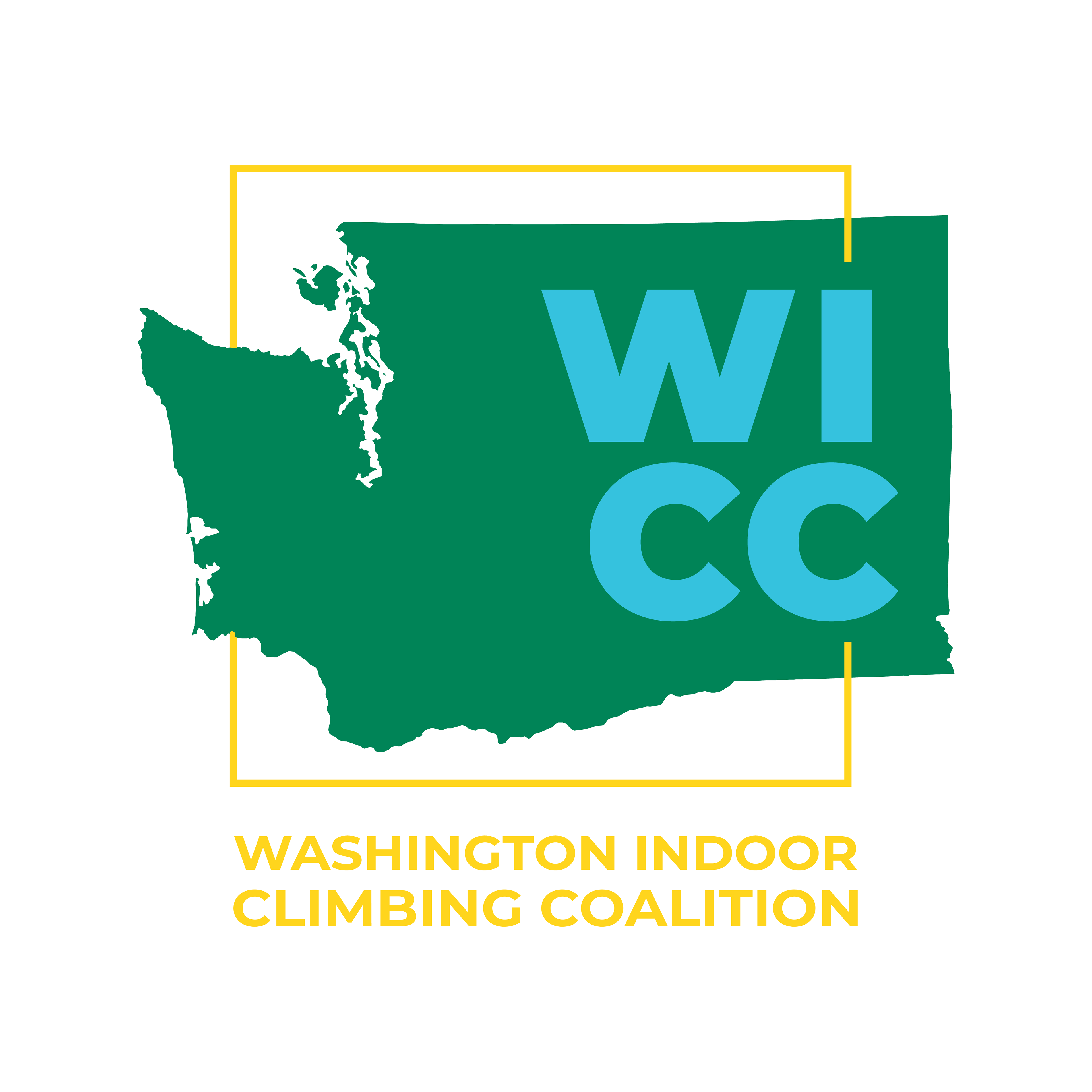 Logo for the Washington Indoor Climbing Coalition, a climbing gym advocacy group located in Washington.
