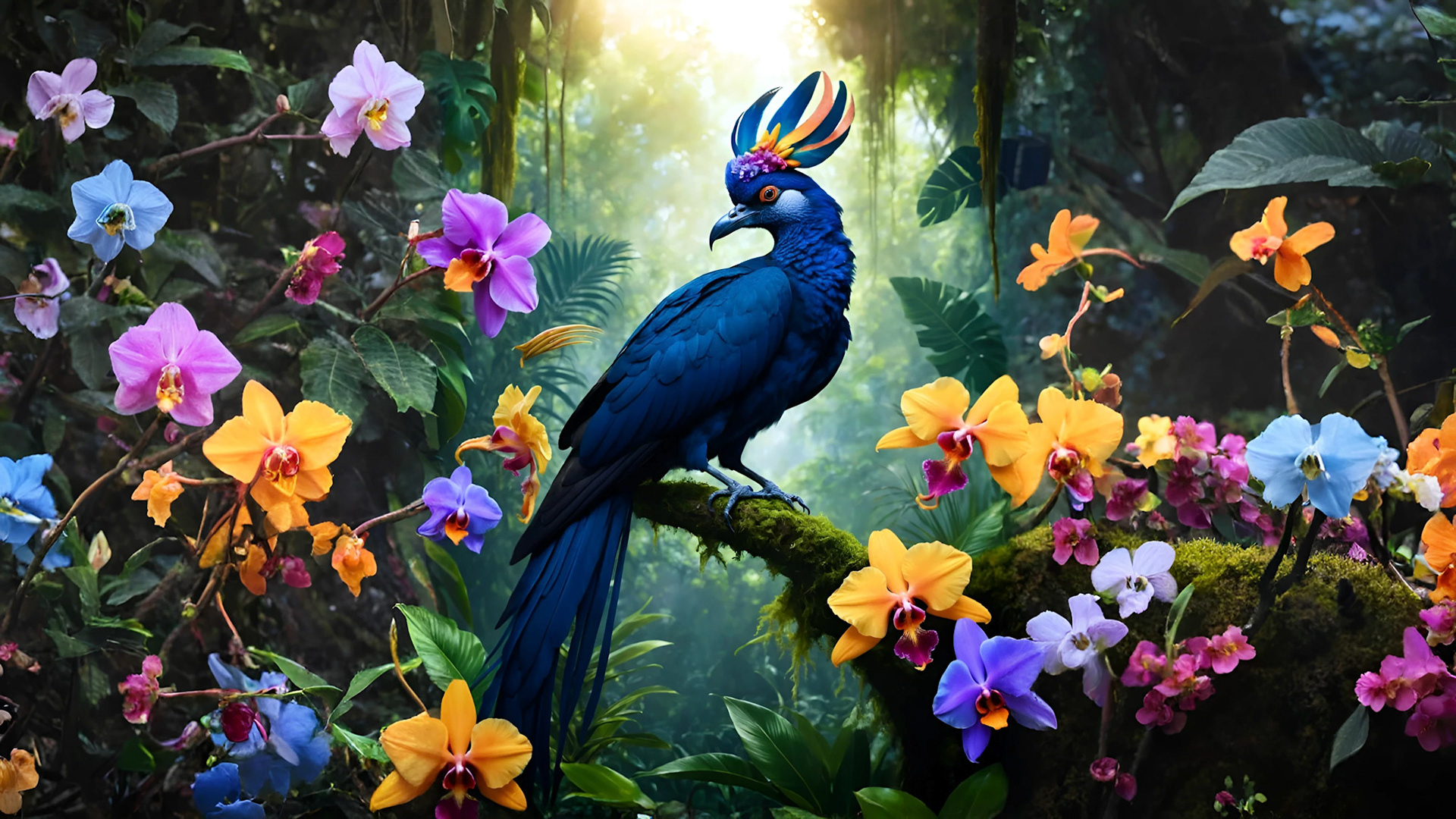 Tropicla Bird in Dark Blue