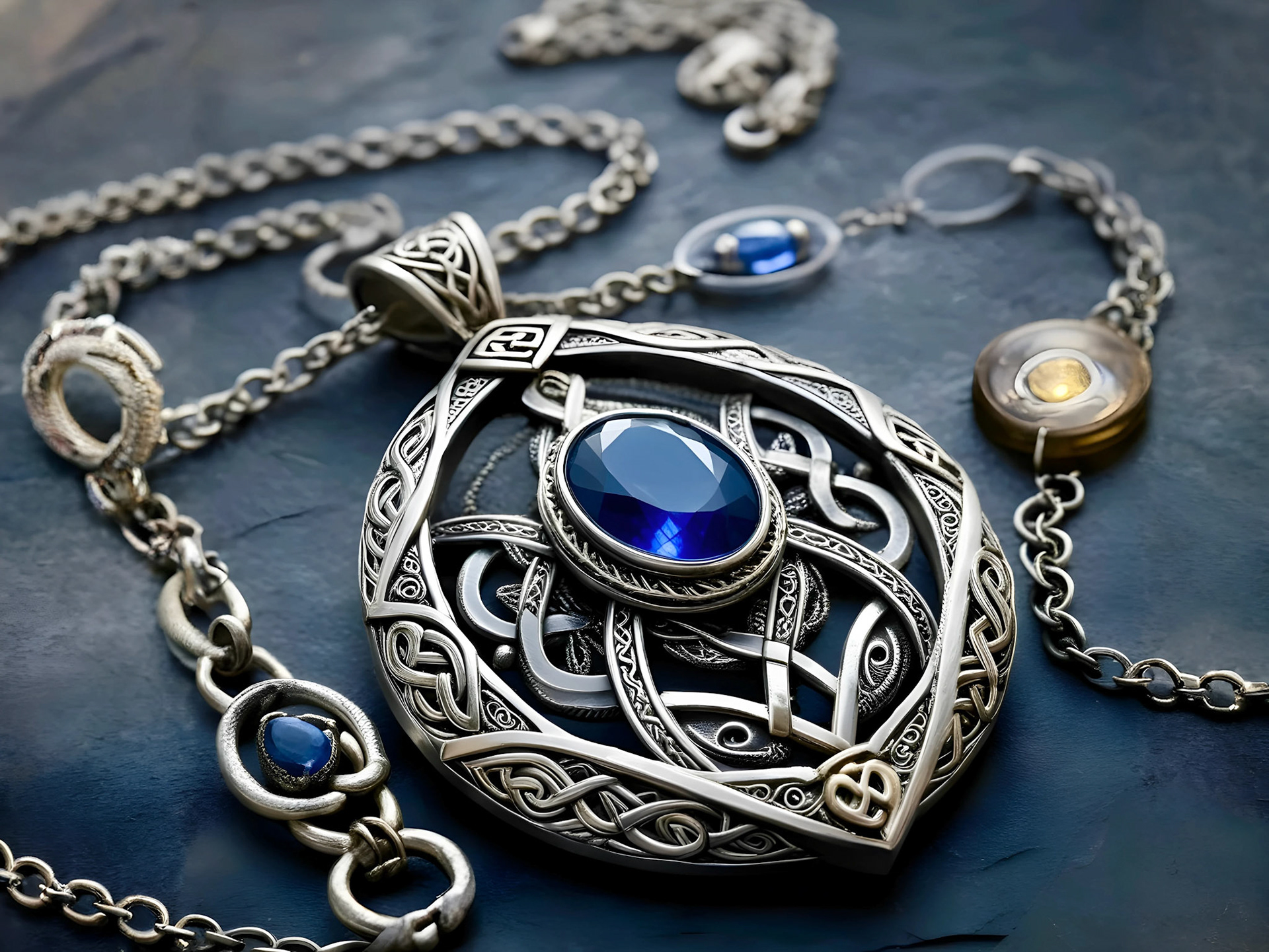 The necklace with a Healing Sapphire