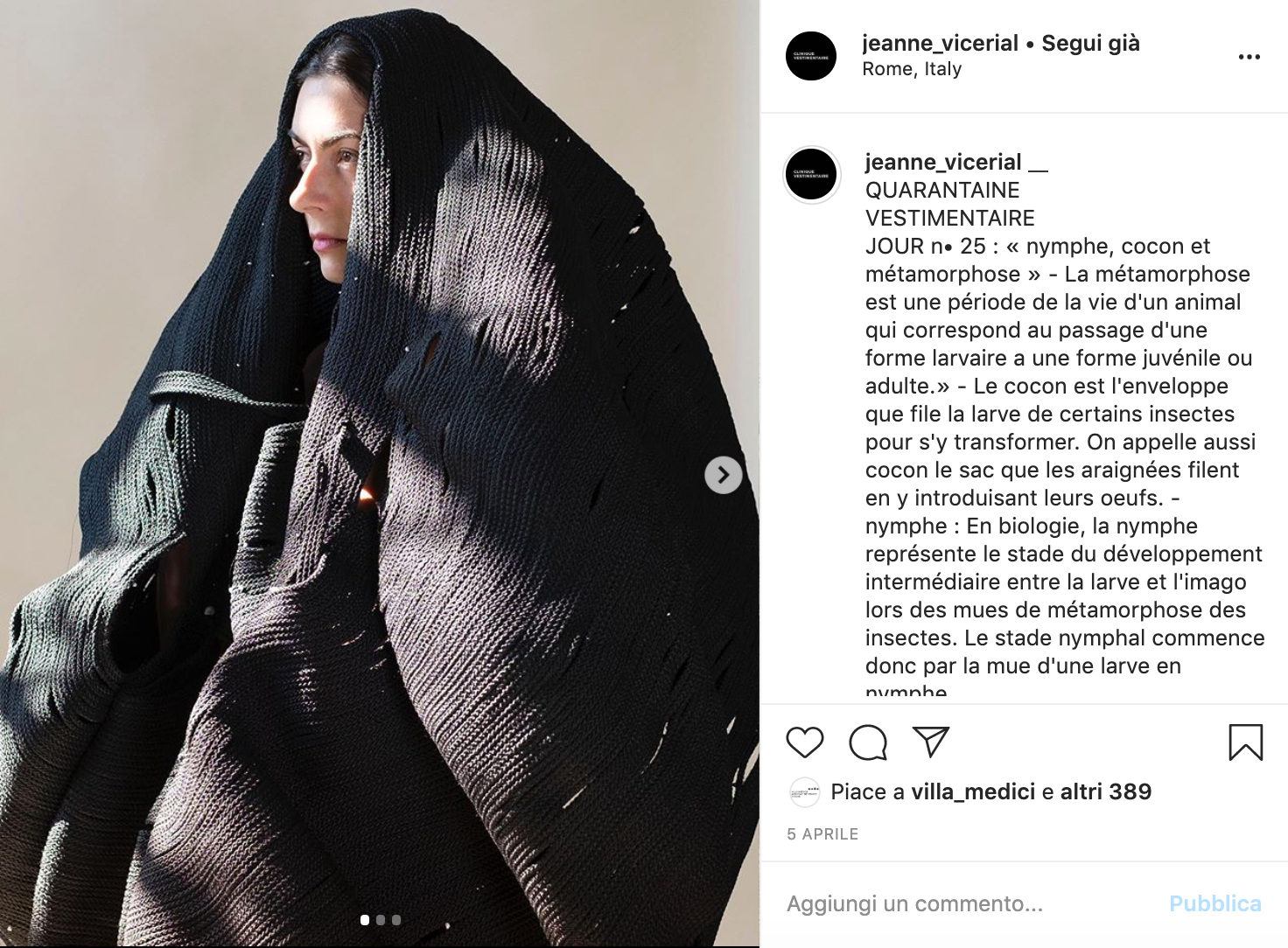 Capture compte Instagram @cliniquevestimentaire / design © Jeanne Vicerial / Image © Leslie Moquin