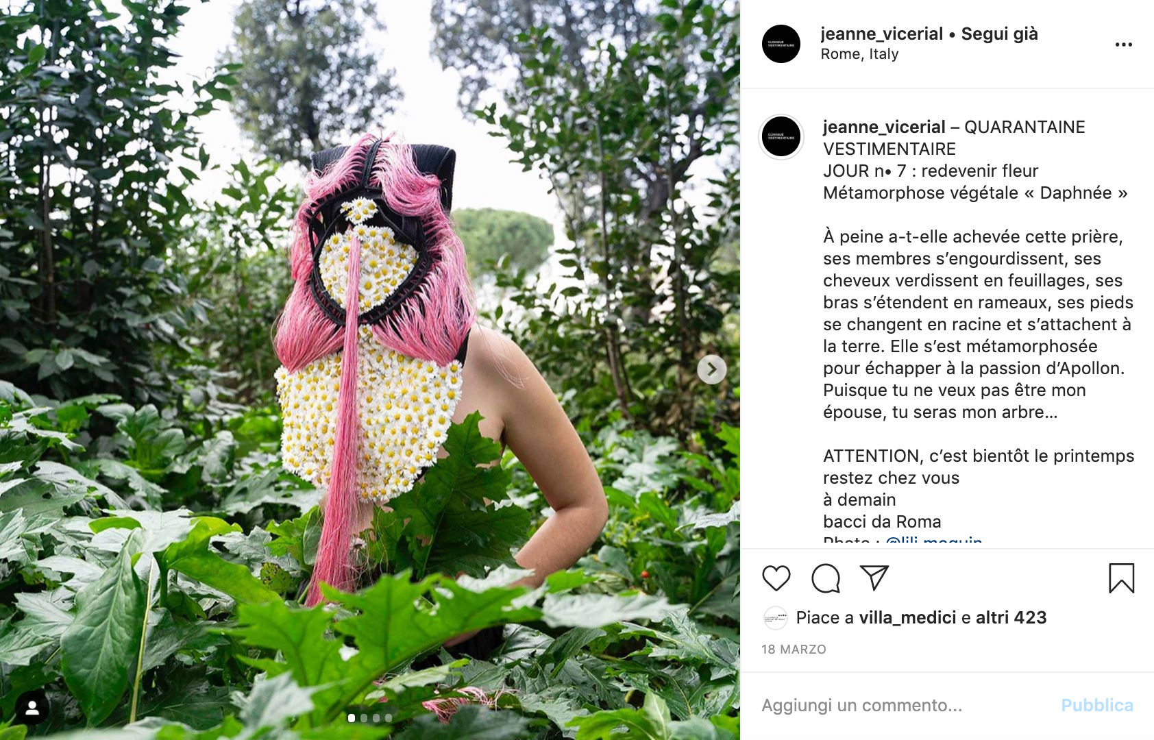 Capture compte Instagram @cliniquevestimentaire / design © Jeanne Vicerial / Image © Leslie Moquin
